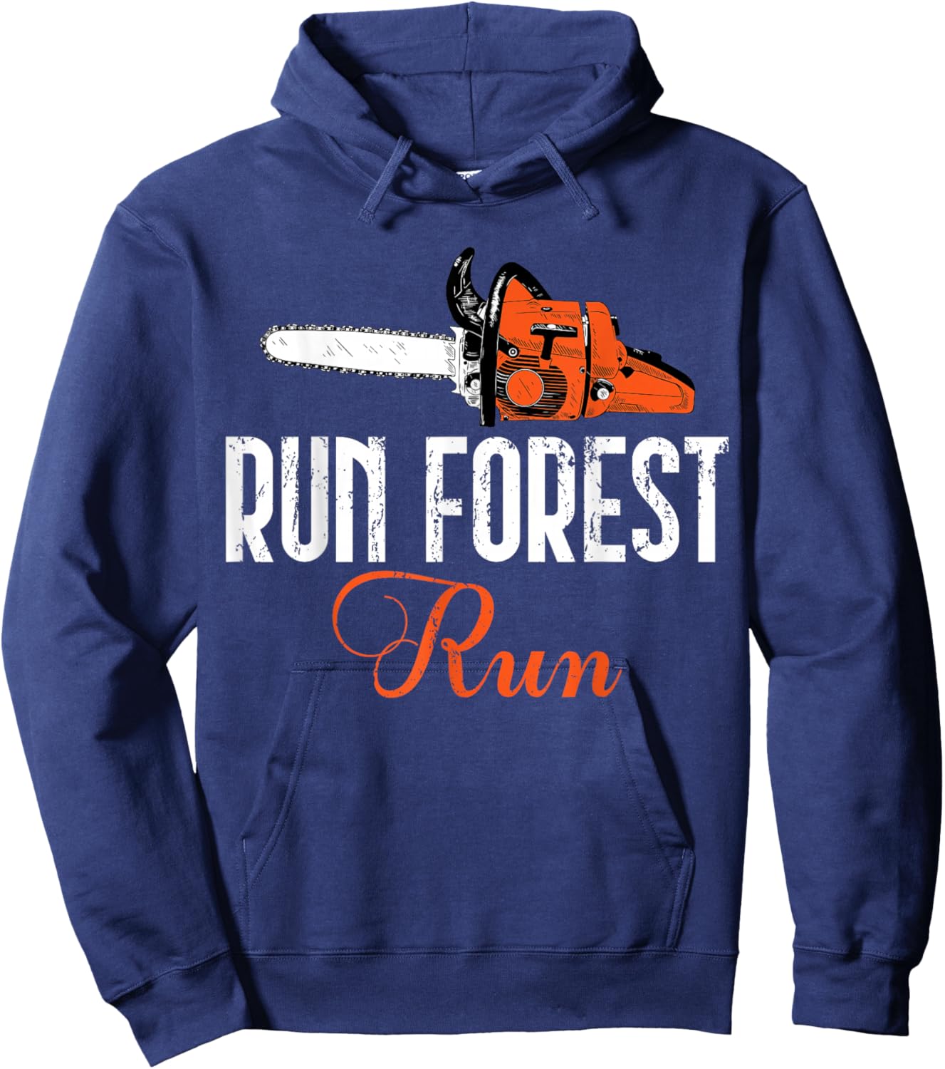 Logger Woodsman Vintage Run Forest Run Lumberjack Chainsaw Hoodie - Hoodie | Navy
