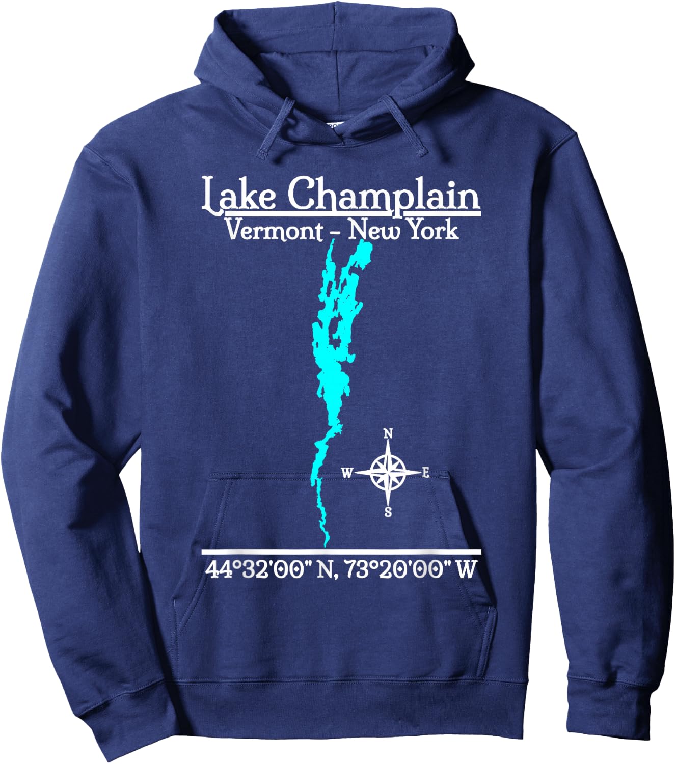 Lake Champlain, New York and Vermont Hoodie - Hoodie | Navy