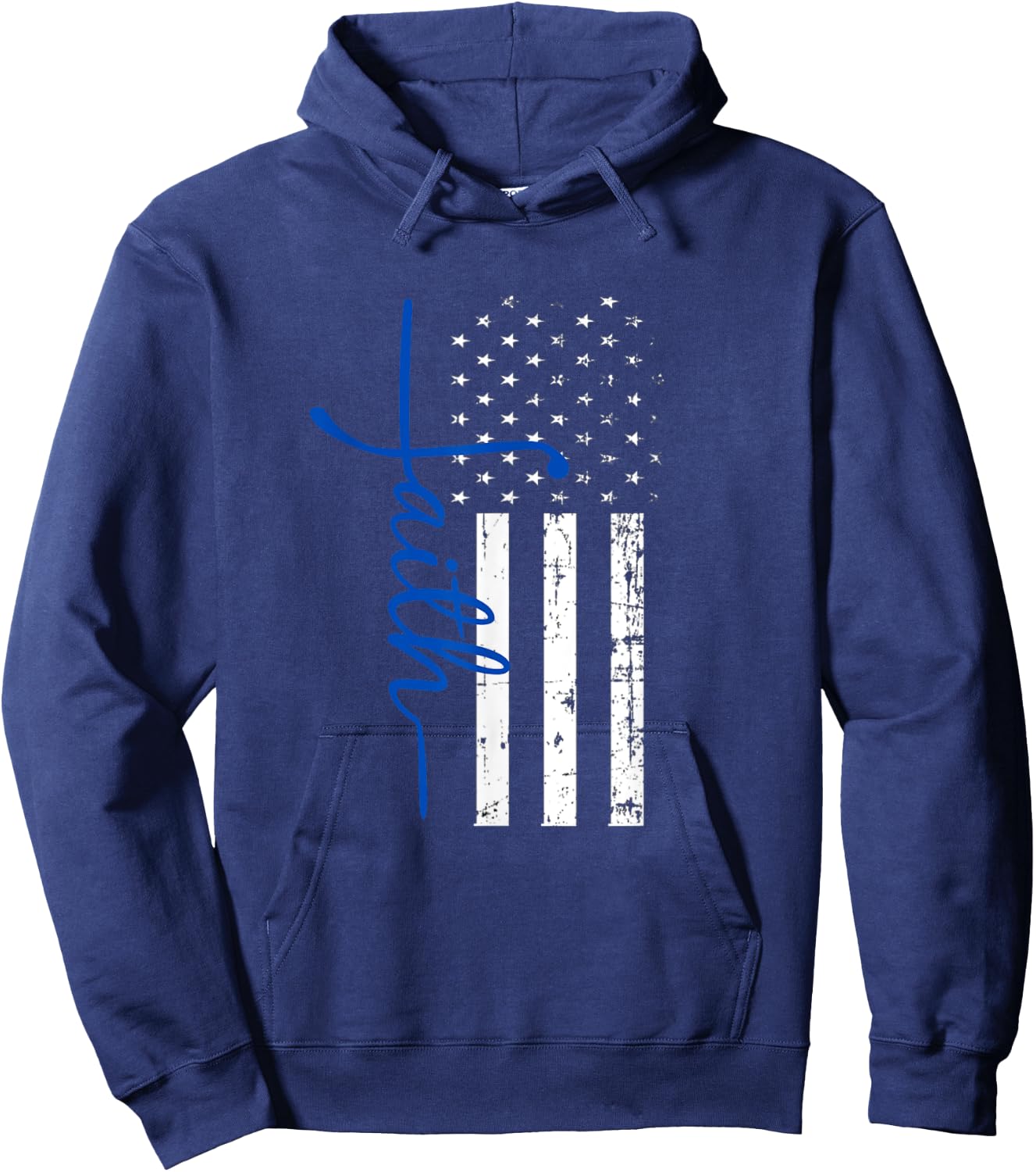 "Faith" Cross Thin Blue Line US Flag Hoodie - Hoodie | Navy