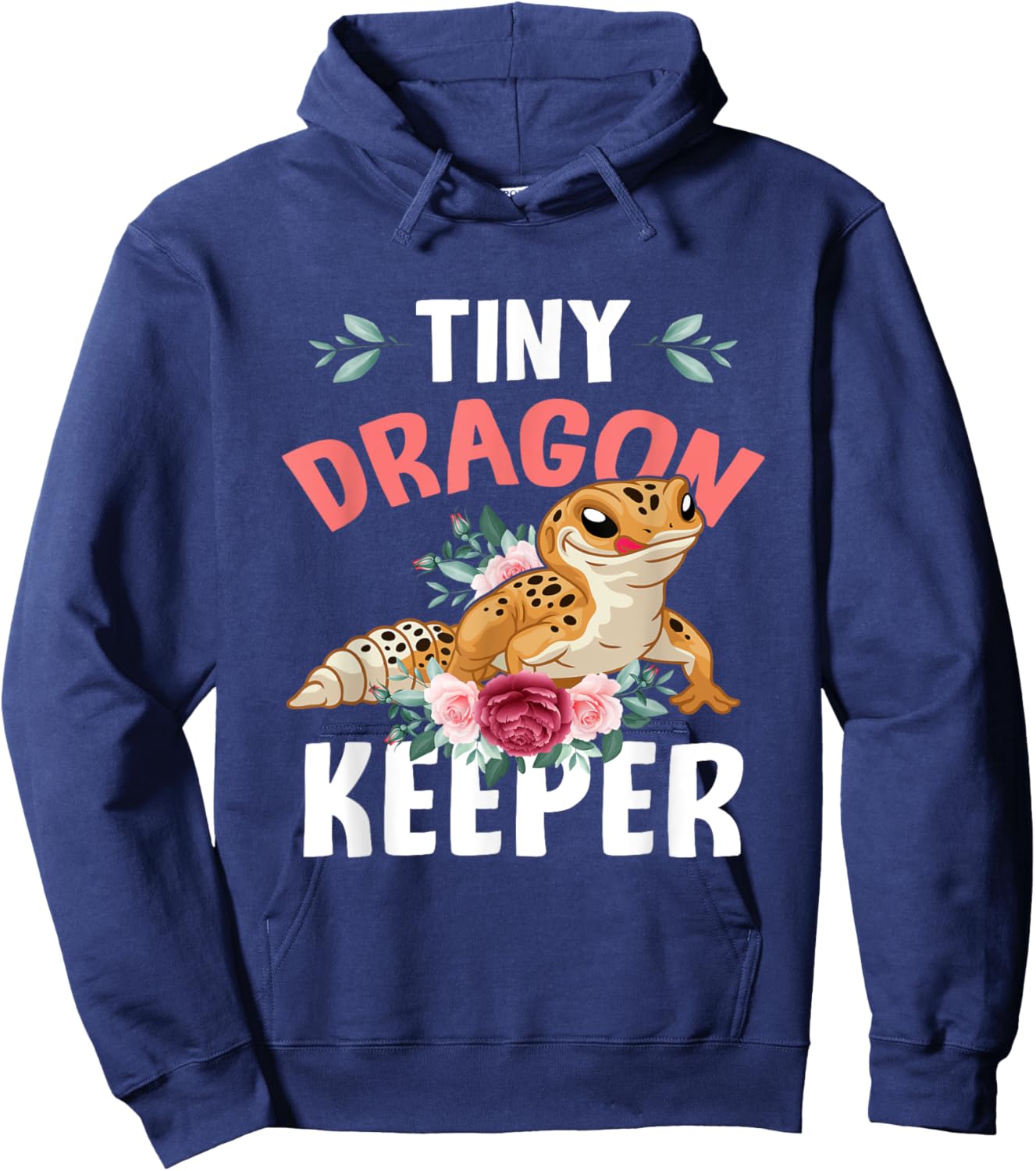 Tiny Dragon Keeper Leopard Gecko Lover Lizard Reptile Flower Hoodie - Hoodie | Navy