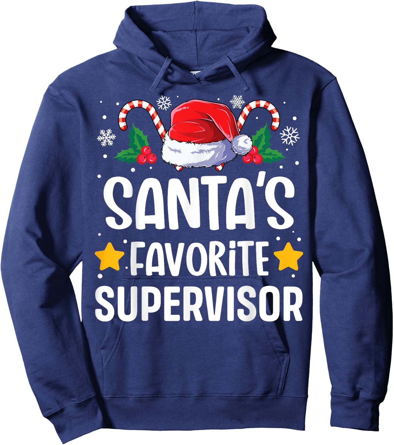 Santas Favorite Supervisor Christmas Matching Group Pajama Hoodie - Hoodie | Navy