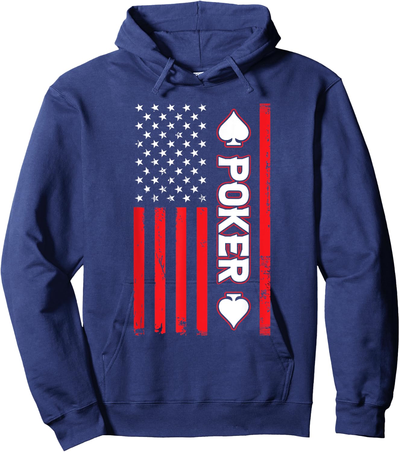 Funny Poker American Flag USA Casino Play Card Gambler Poker Men Hoodie - Hoodie | Navy