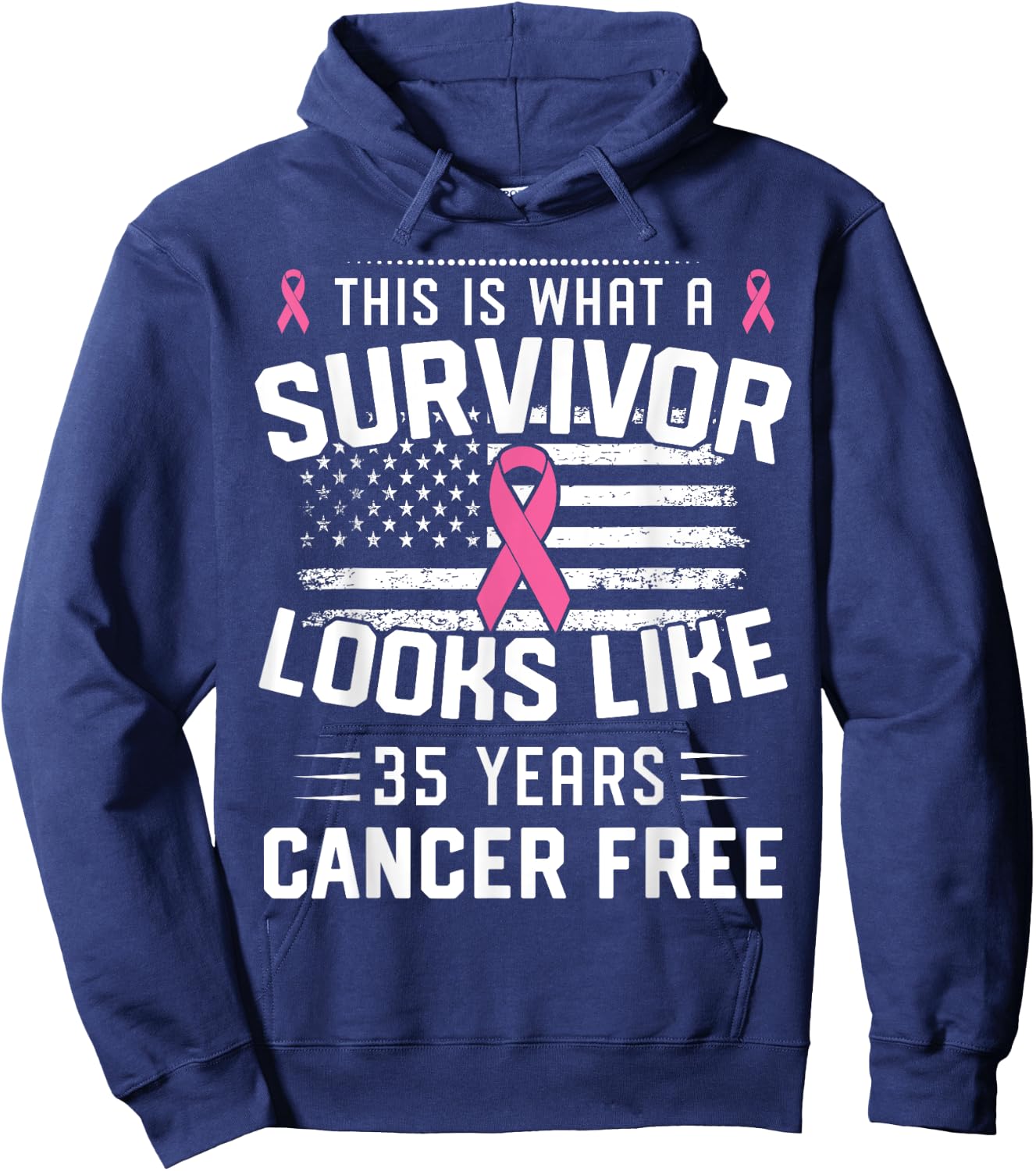 Breast Cancer 35 Years Survivor Of Being Breast Cancer Free Hoodie - Hoodie | Navy