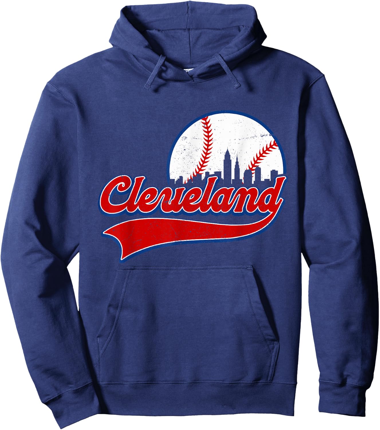Vintage Cleveland City Downtown Skylines Baseball Fans Lover Hoodie - Hoodie | Navy