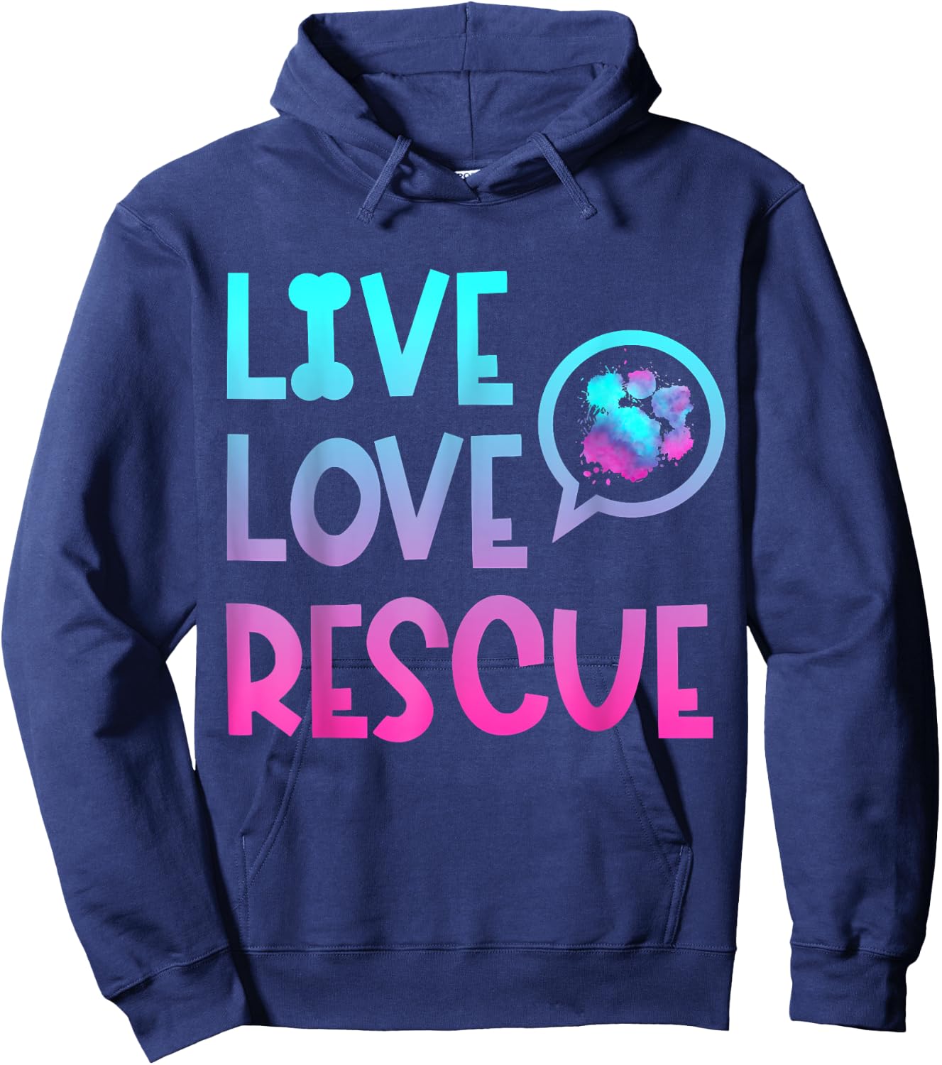 Live Love Rescue Animal Rights Animal Shelter Worker Hoodie - Hoodie | Navy