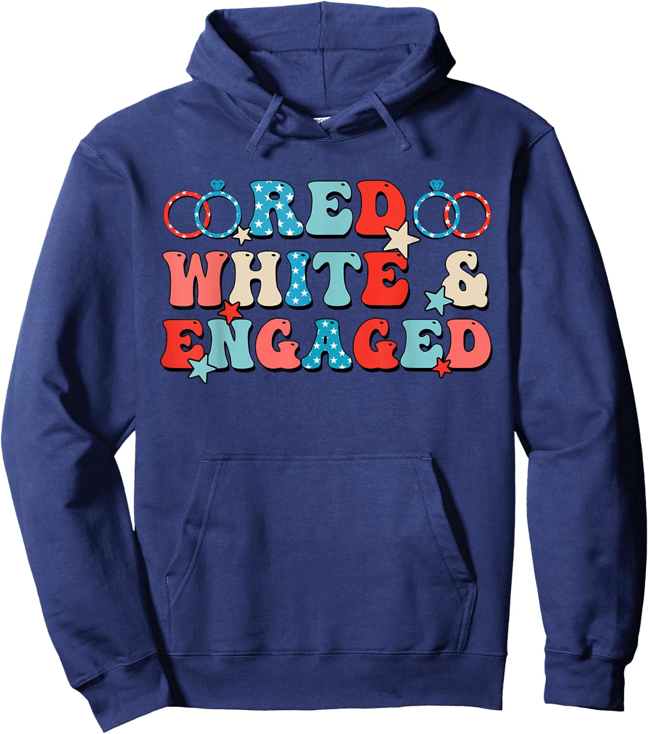Red White And Engaged Men Women 4th Of July Usa Flag Hoodie - Hoodie | Navy