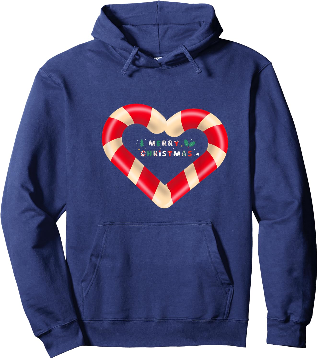 Merry Christmas Candy Cane hearts Hoodie - Hoodie | Navy
