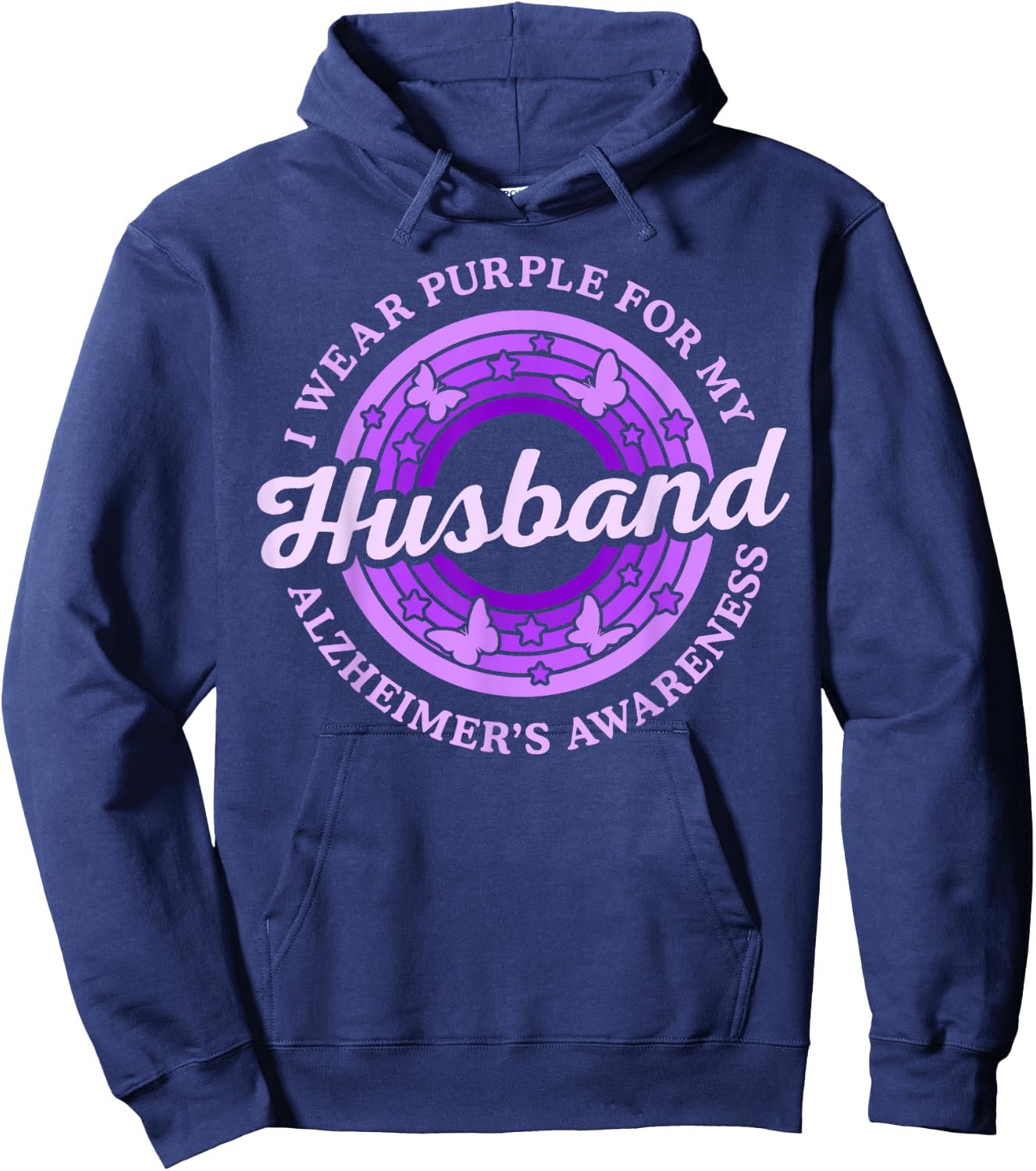 I Wear Purple For My Husband Alzheimer's Awareness Day Month Hoodie - Hoodie | Navy