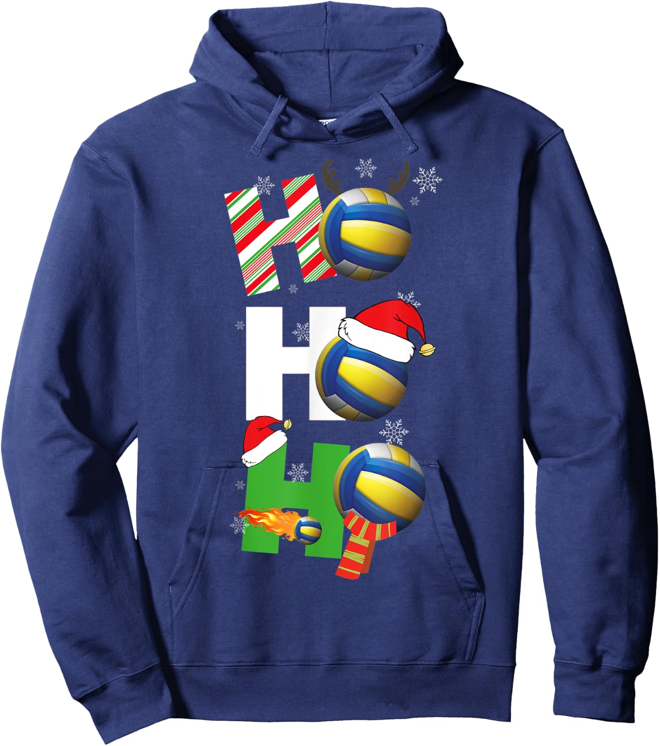Funny Christmas Volleyball Player Pajamas Matching Team Hoodie - Hoodie | Navy