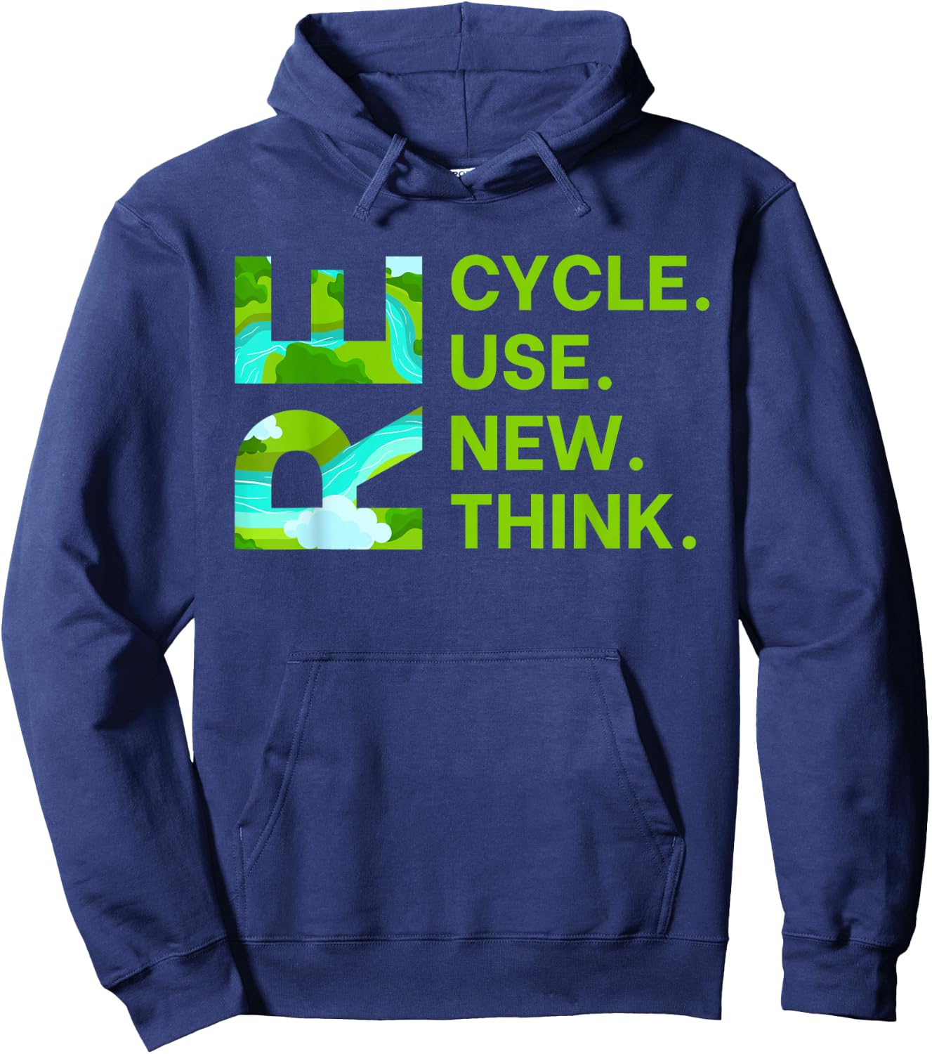 Recycle Reuse Renew Rethink Earth Day Environmental Activism Hoodie - Hoodie | Navy