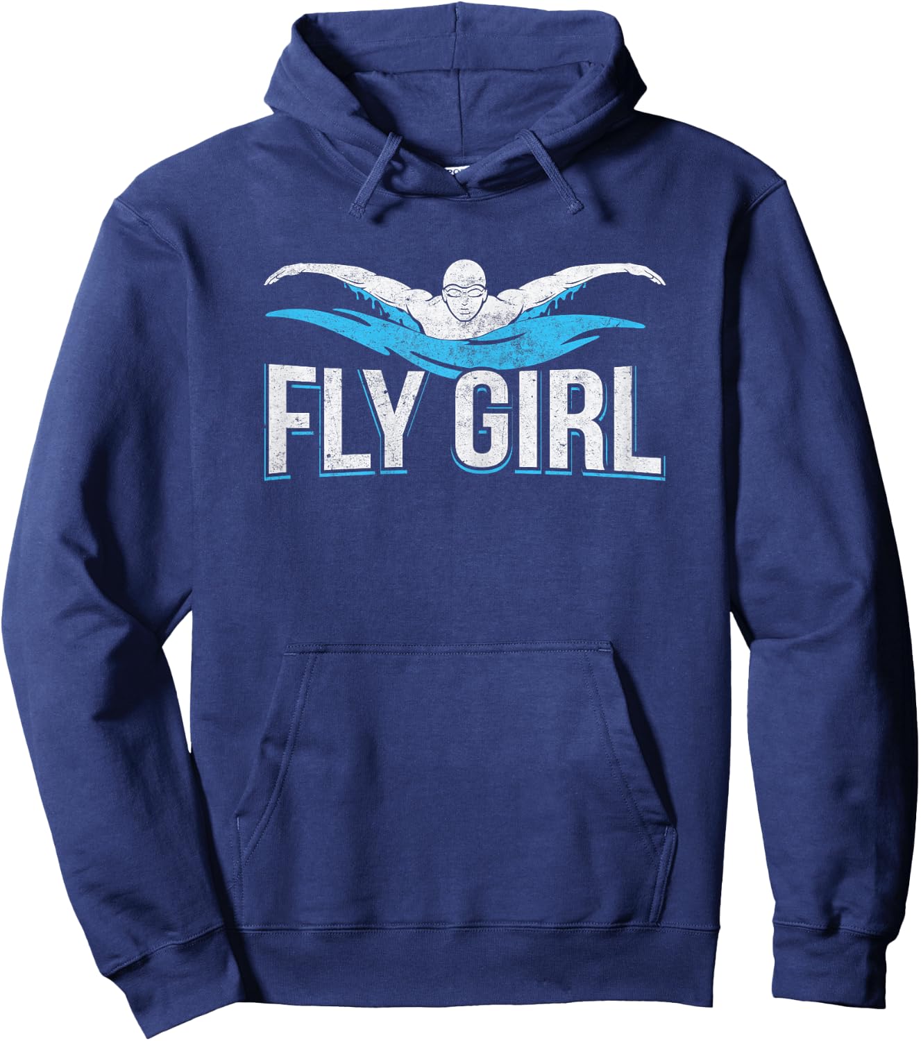 Fly Girl Swim Butterfly Swimmer Swimming Team Novelty Hoodie - Hoodie | Navy