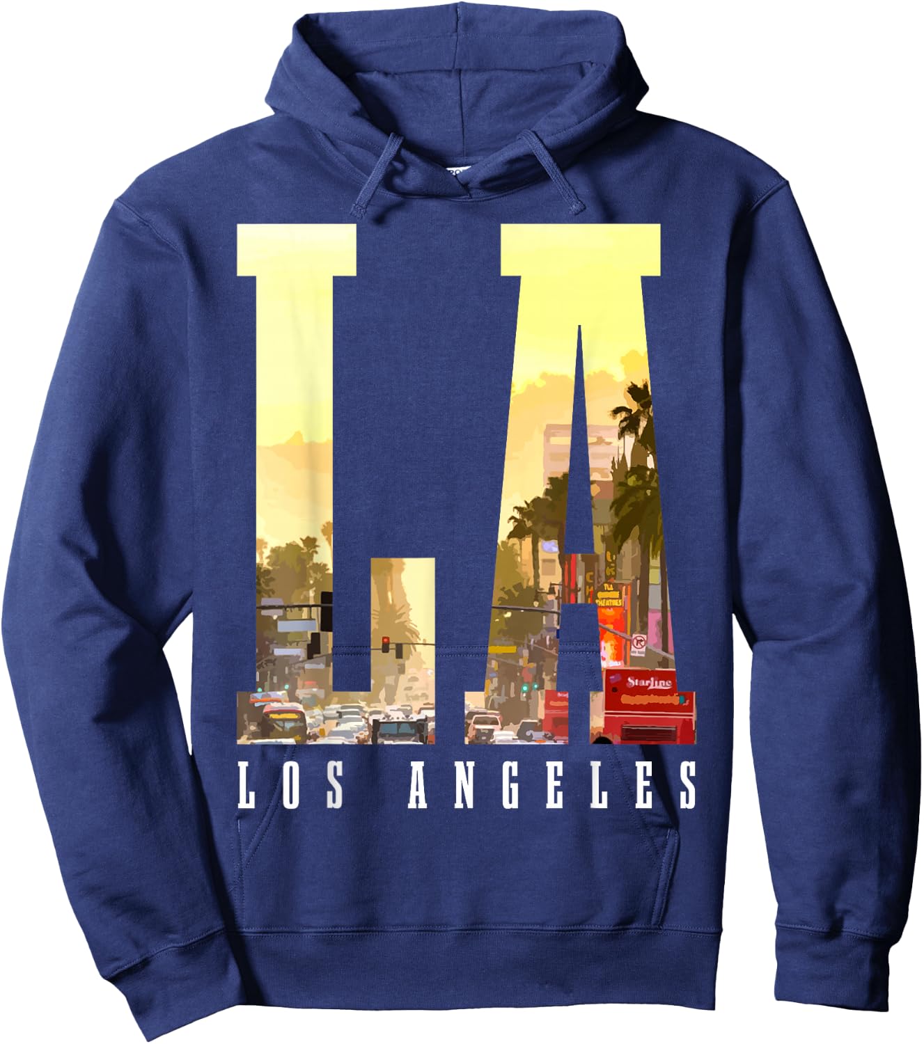 Los Angeles LA Skyline Vintage California LA Hoodie - Hoodie | Navy