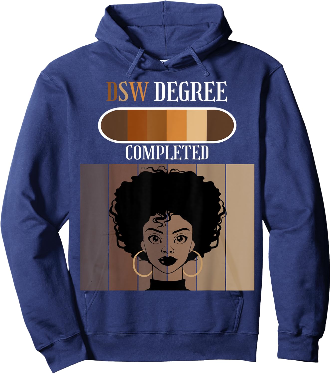 Doctor of Social Work DSW Degree Completed Black Afro Hoodie - Hoodie | Navy