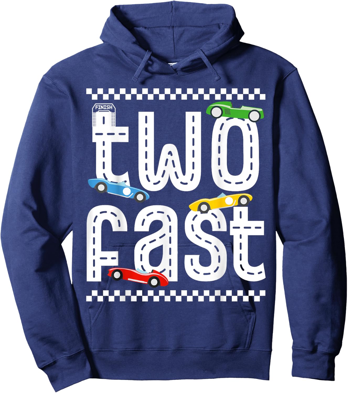 Two Fast 2 Curious Birthday 2 Years Old Race Car Speed Party Hoodie - Hoodie | Navy