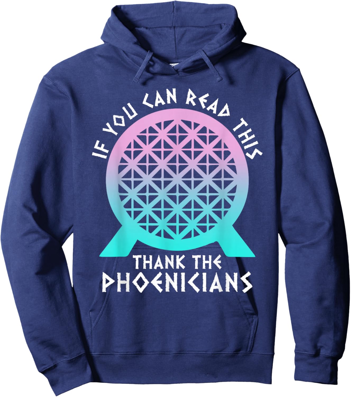 SOMMAS PHOENICIANS If You Can Read This Thank Phoenicians Women's Black Modern Casual Letter Print , Small Hoodie - Hoodie | Navy