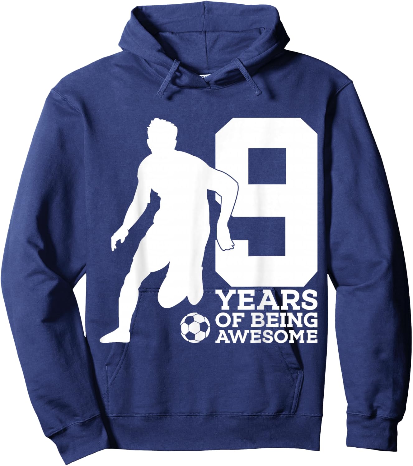9 Years of Being Awesome Soccer 9th Birthday Hoodie - Hoodie | Navy