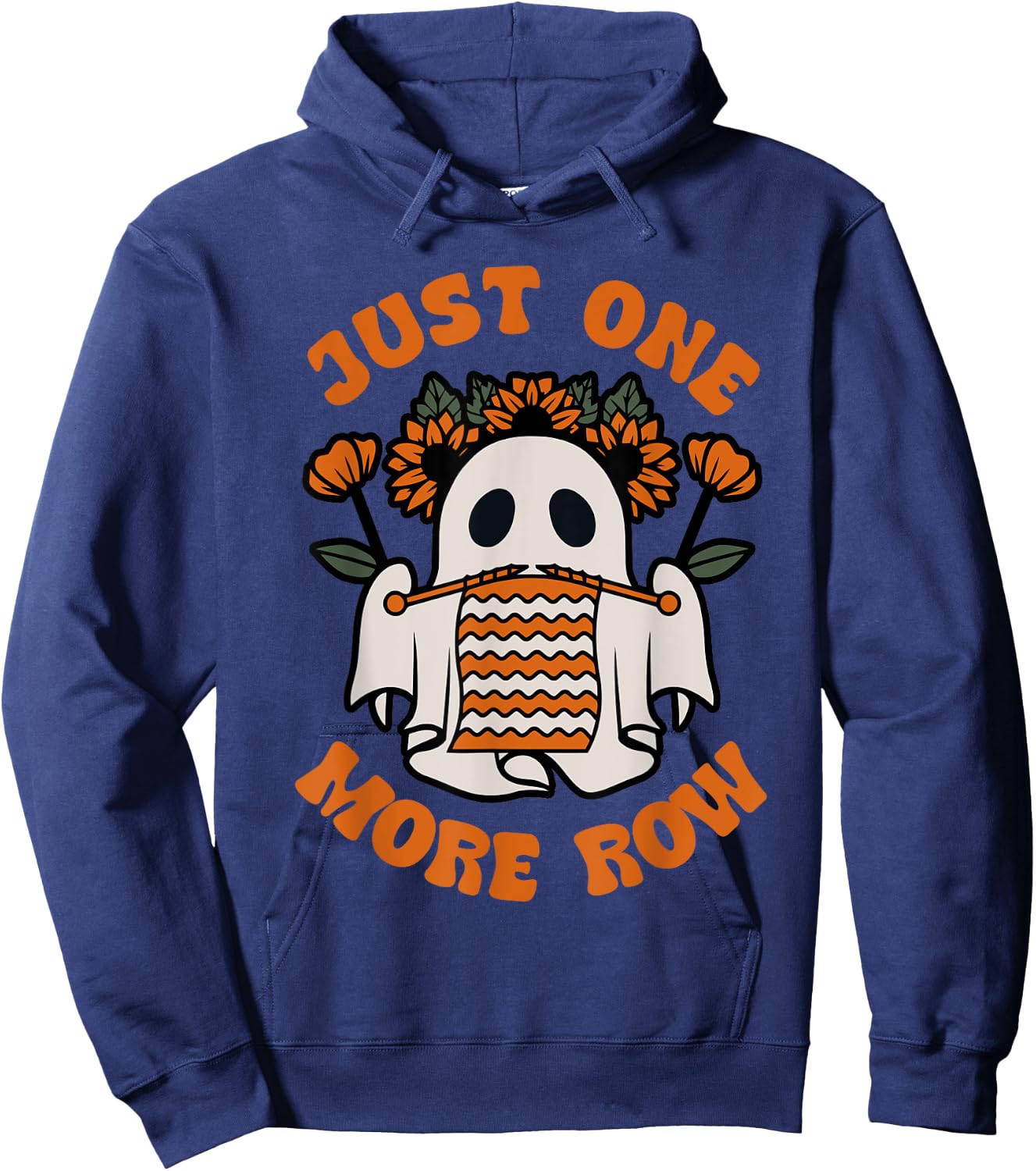 Funny Just One More Row Crochet Boo Halloween Apparel Hoodie - Hoodie | Navy
