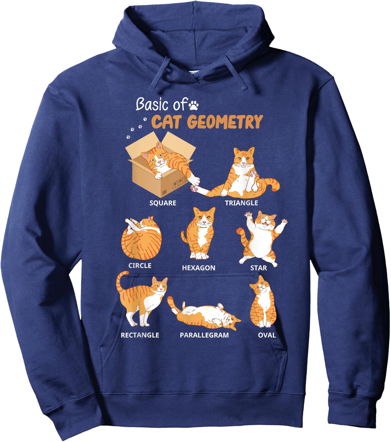 Basic Cat Geometry Cute Cat Lover Math School Women Kids Hoodie - Hoodie | Navy