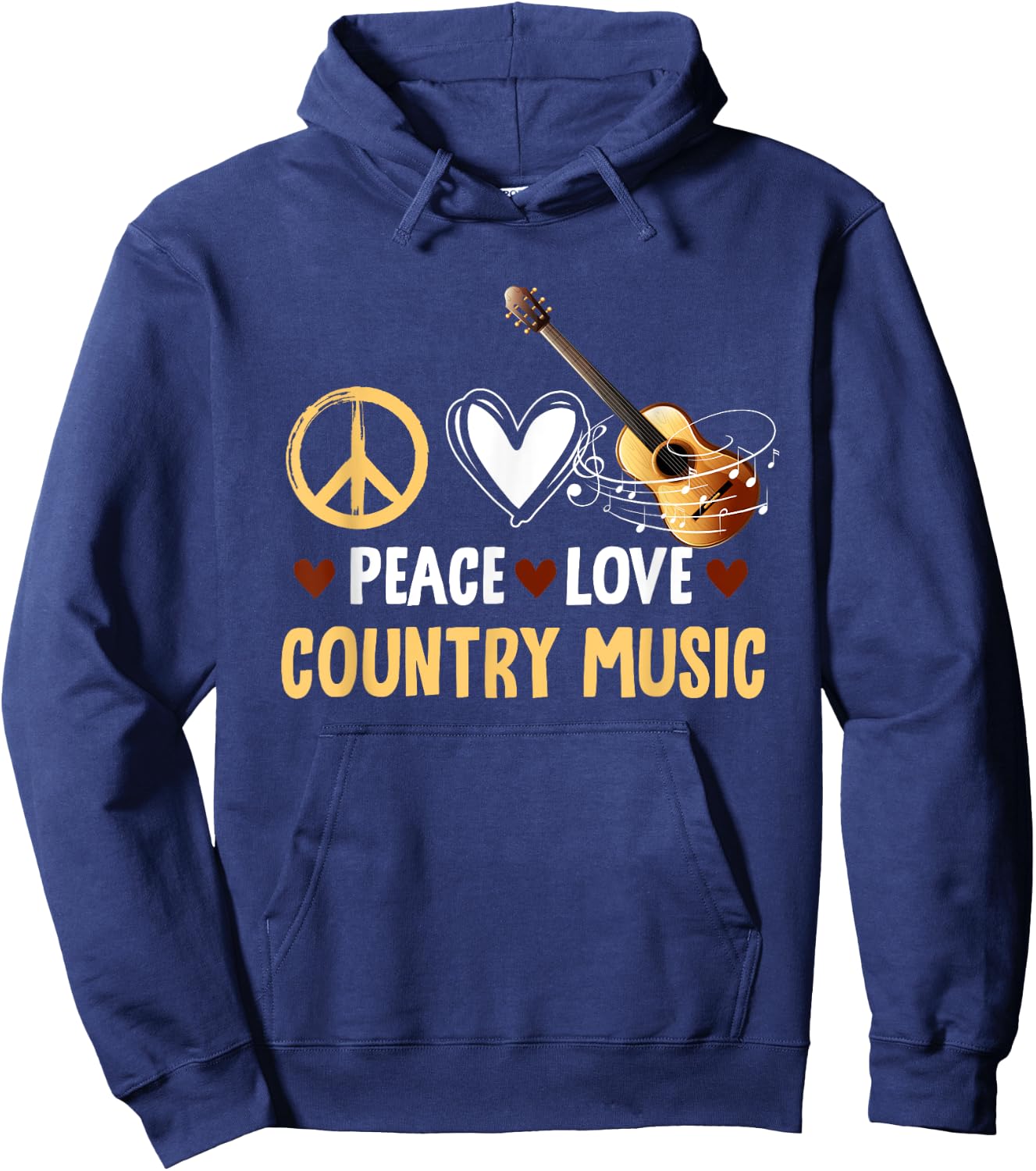 Funny Vintage Western Women Peace Love Country Music Hoodie - Hoodie | Navy