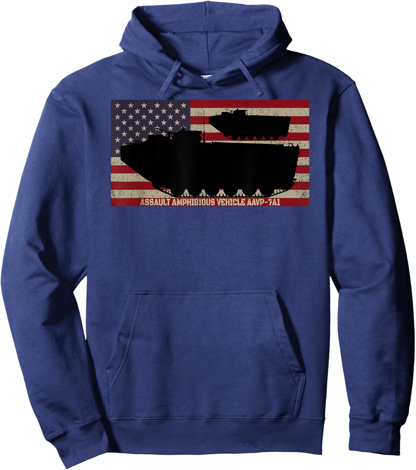 Assault Amphibious Vehicle AAVP-7A1 American Flag Women Men Hoodie - Hoodie | Navy