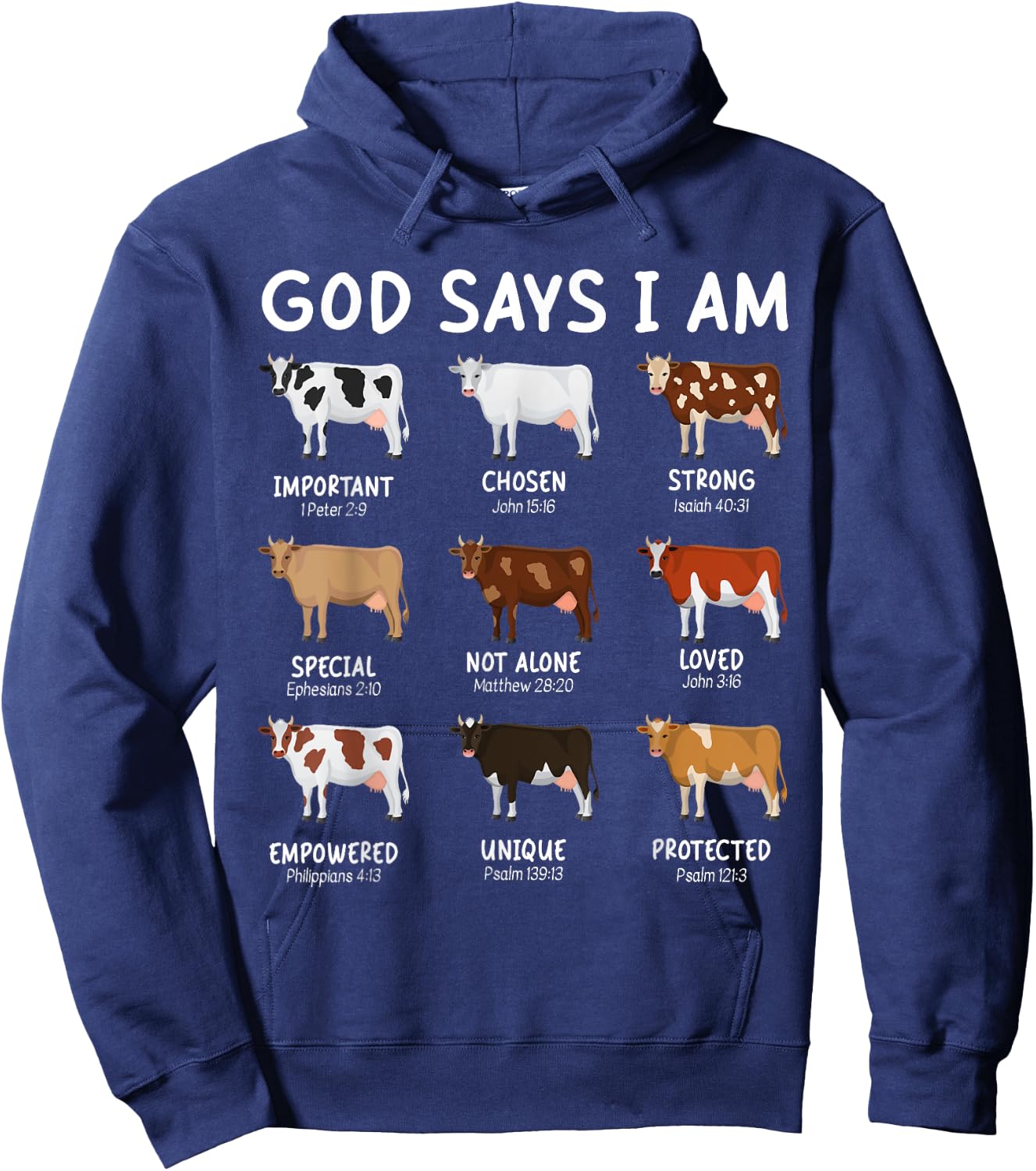 God Says I Am Cute Heifer Cow Bible Verse Christian Hoodie - Hoodie | Navy