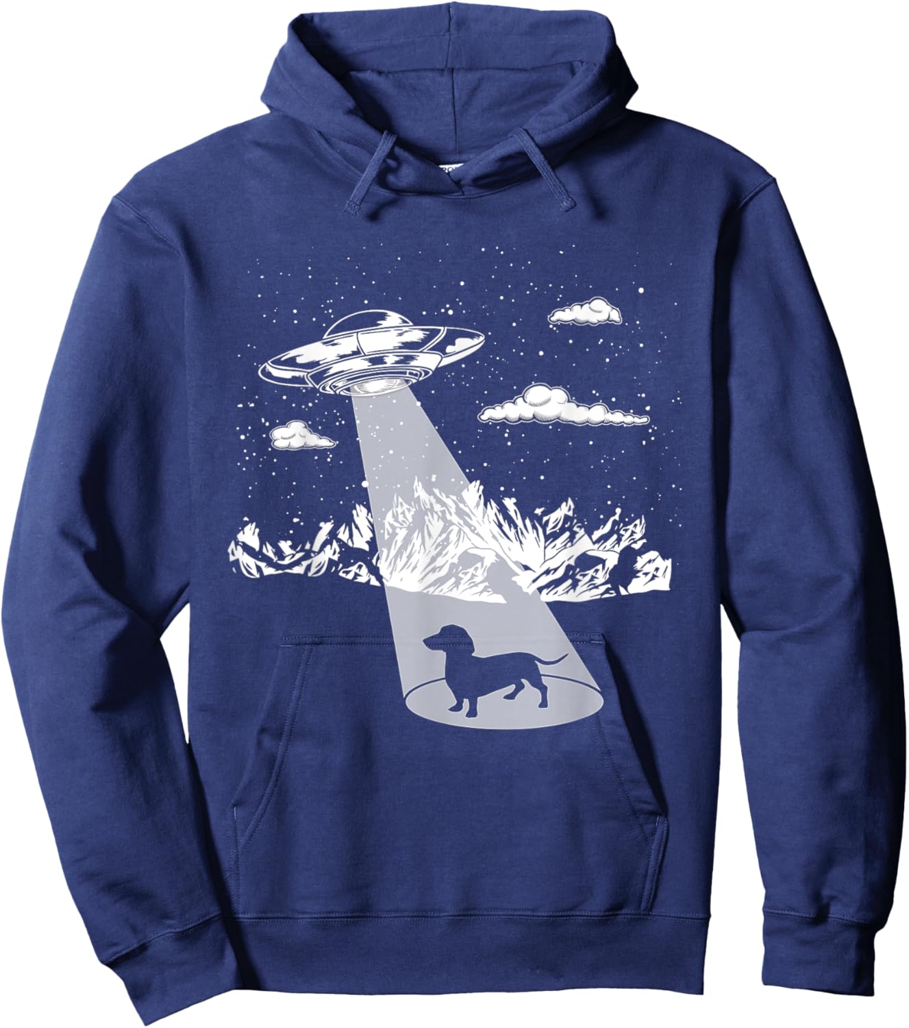 Funny Dachshund Ufo Designs Alien Abduction Dachshund for Dachshund Lovers, , Black, Short Sleeve, Small Hoodie - Hoodie | Navy