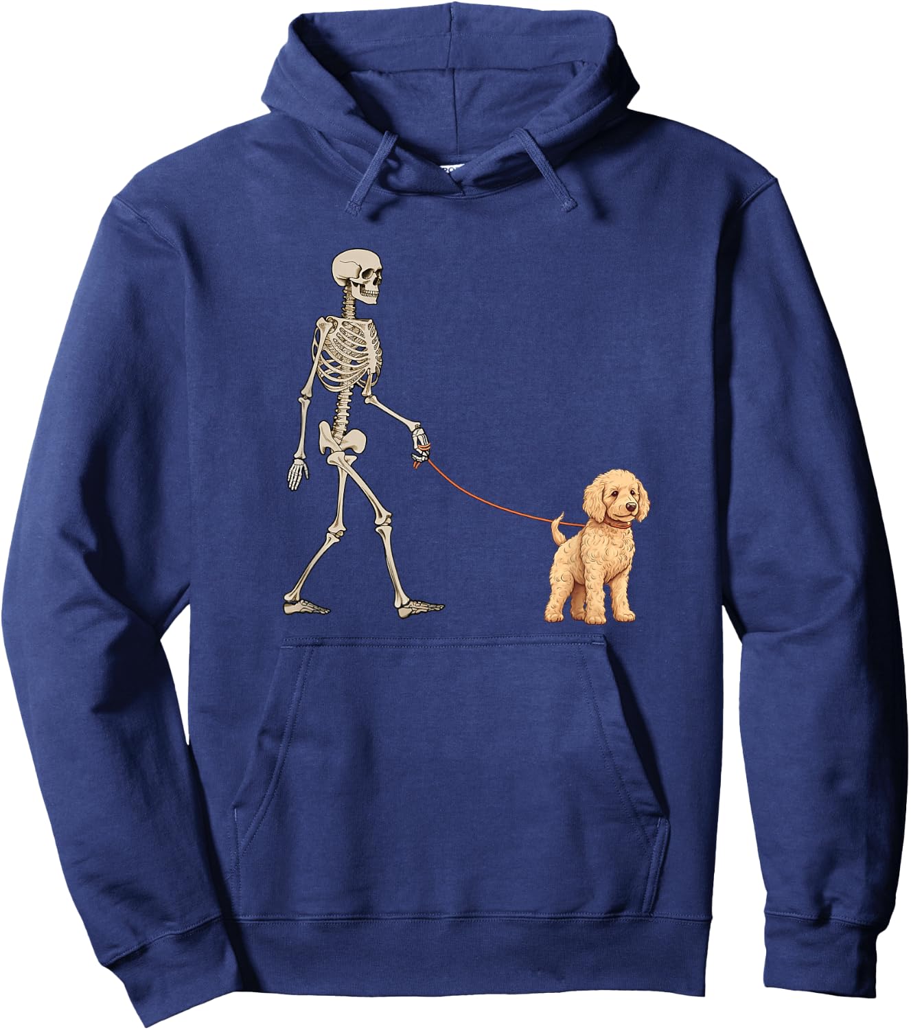Funny Goldendoodle Skeleton Dog Walking Halloween Dog Hoodie - Hoodie | Navy