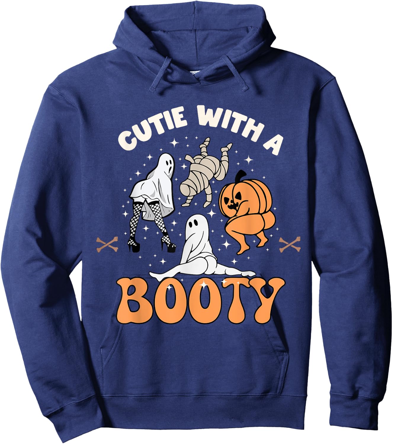 Cutie With A Booty Halloween Joke Twerking Ghost Splits Heel Hoodie - Hoodie | Navy