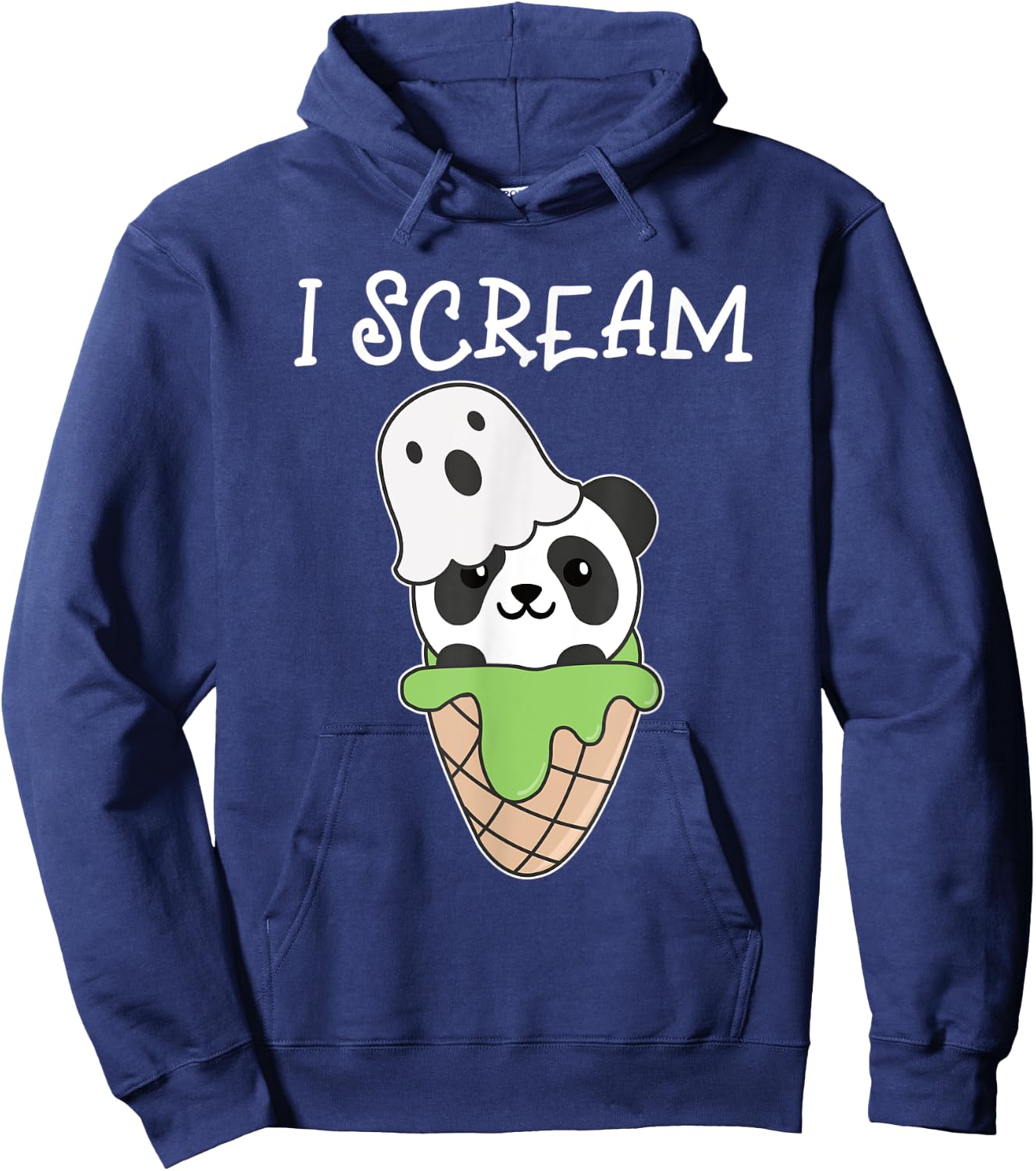 Panda Halloween Ghost I Scream Ice Cream Pun Men Women Kids Hoodie - Hoodie | Navy