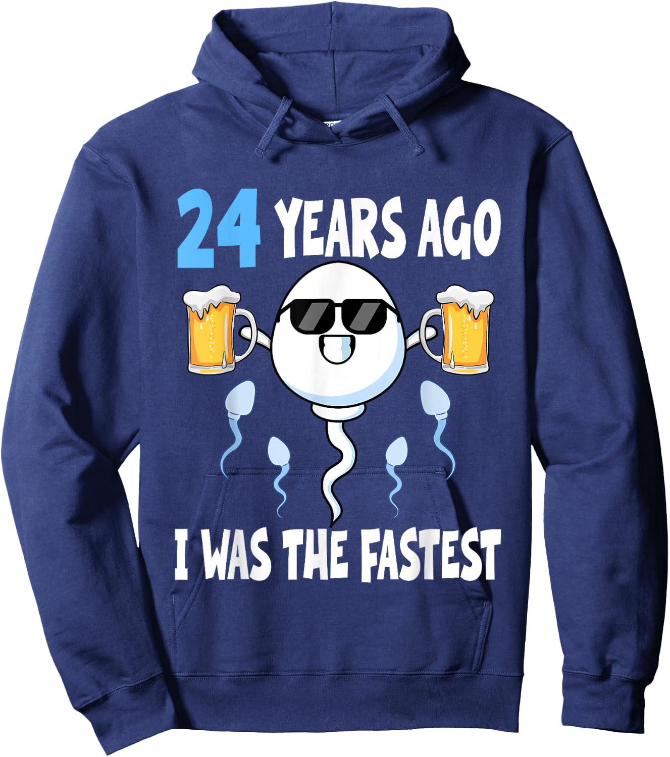 24 Years Ago I Was The Fastest - Birthday Decorations Party Hoodie - Hoodie | Navy