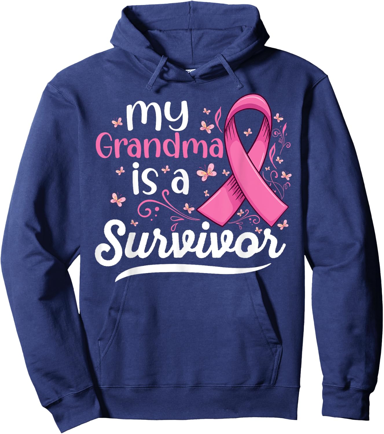 My grandma is a survivor Support Breast Cancer Awareness Hoodie - Hoodie | Navy