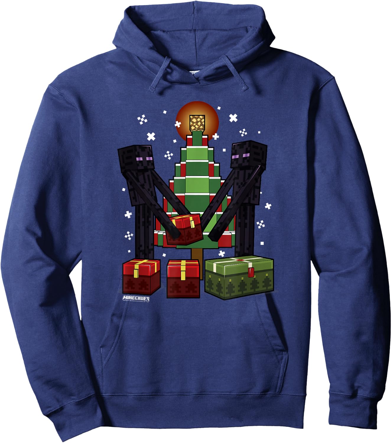 Minecraft Christmas Enderman Gift , -Adult, Blue, Small, Short Sleeve Hoodie - Hoodie | Navy