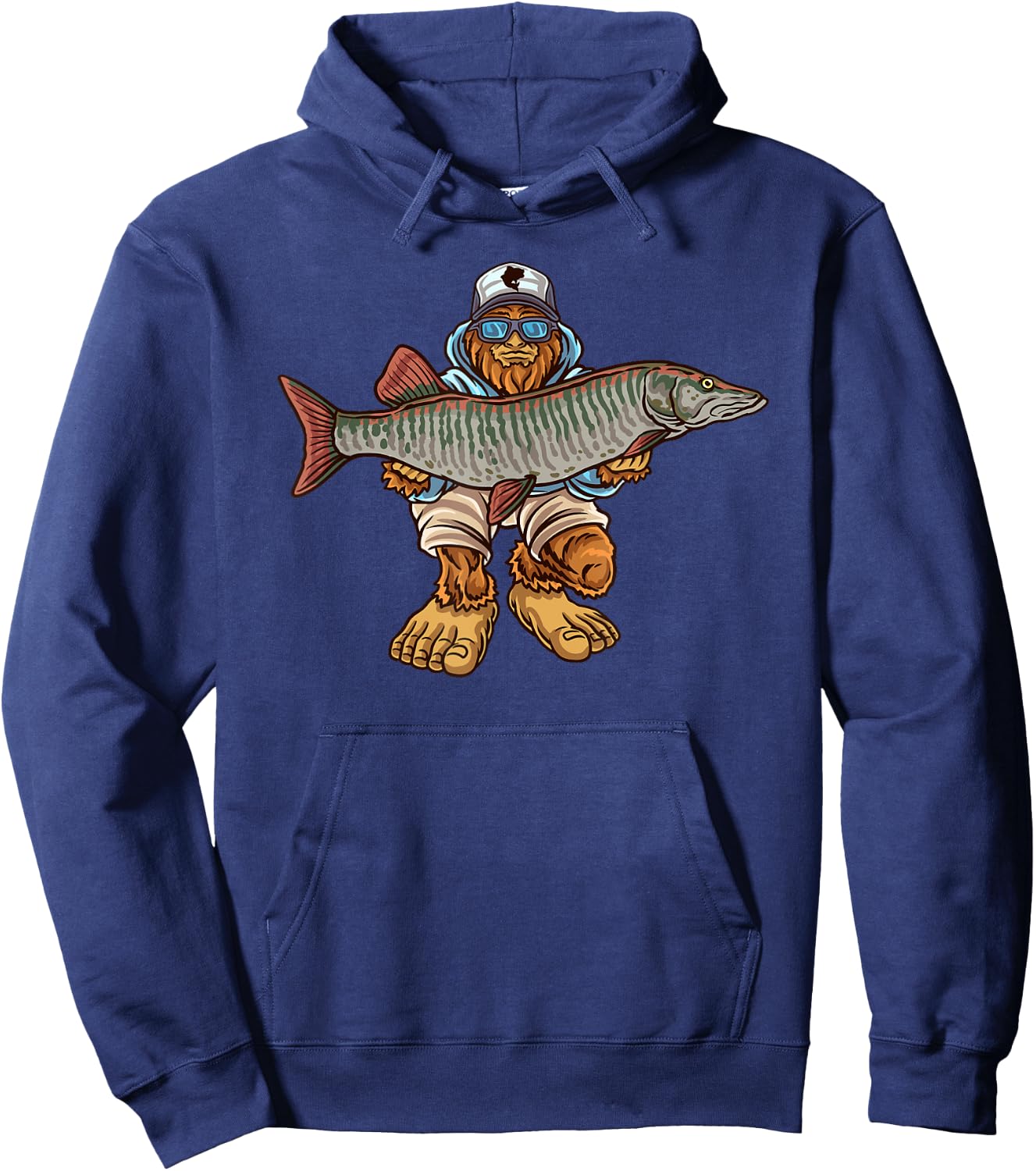 Muskie Fishing Tiger Musky Hunting Bigfoot Fishermen Hoodie - Hoodie | Navy