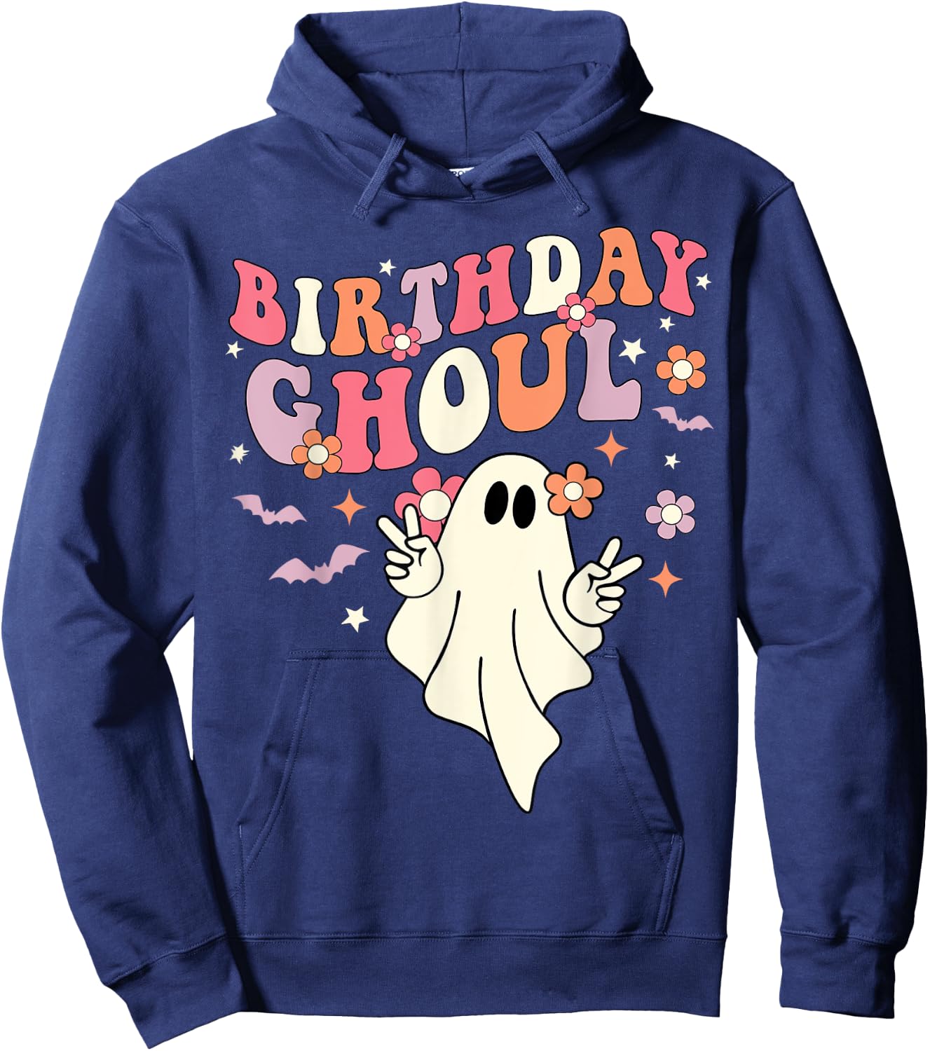 Cute Boo Ghost Kids Girls Groovy Halloween Birthday Ghoul Hoodie - Hoodie | Navy
