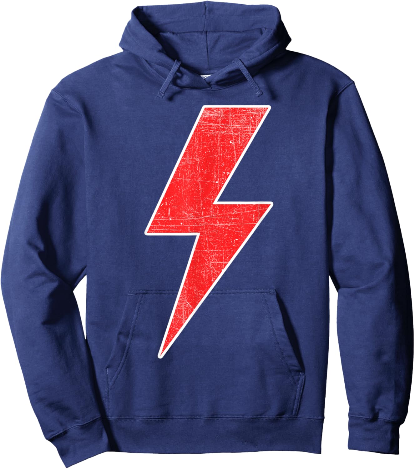 RED & WHITE Thunderbolt Lightning Bolt Design Team Hoodie - Hoodie | Navy
