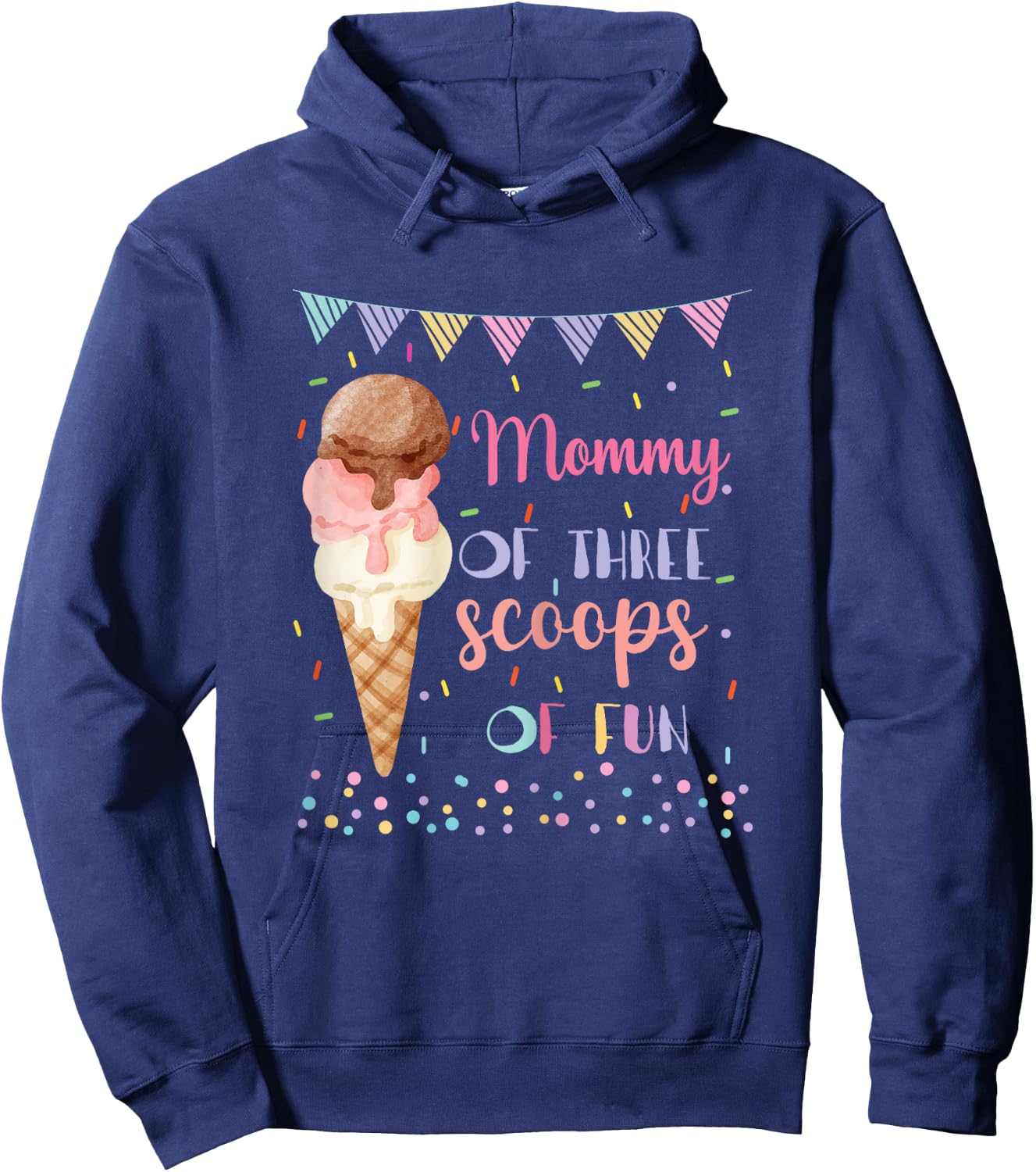Mommy Mom Ice Cream Third Birthday Three Scoops Of Fun Hoodie - Hoodie | Navy