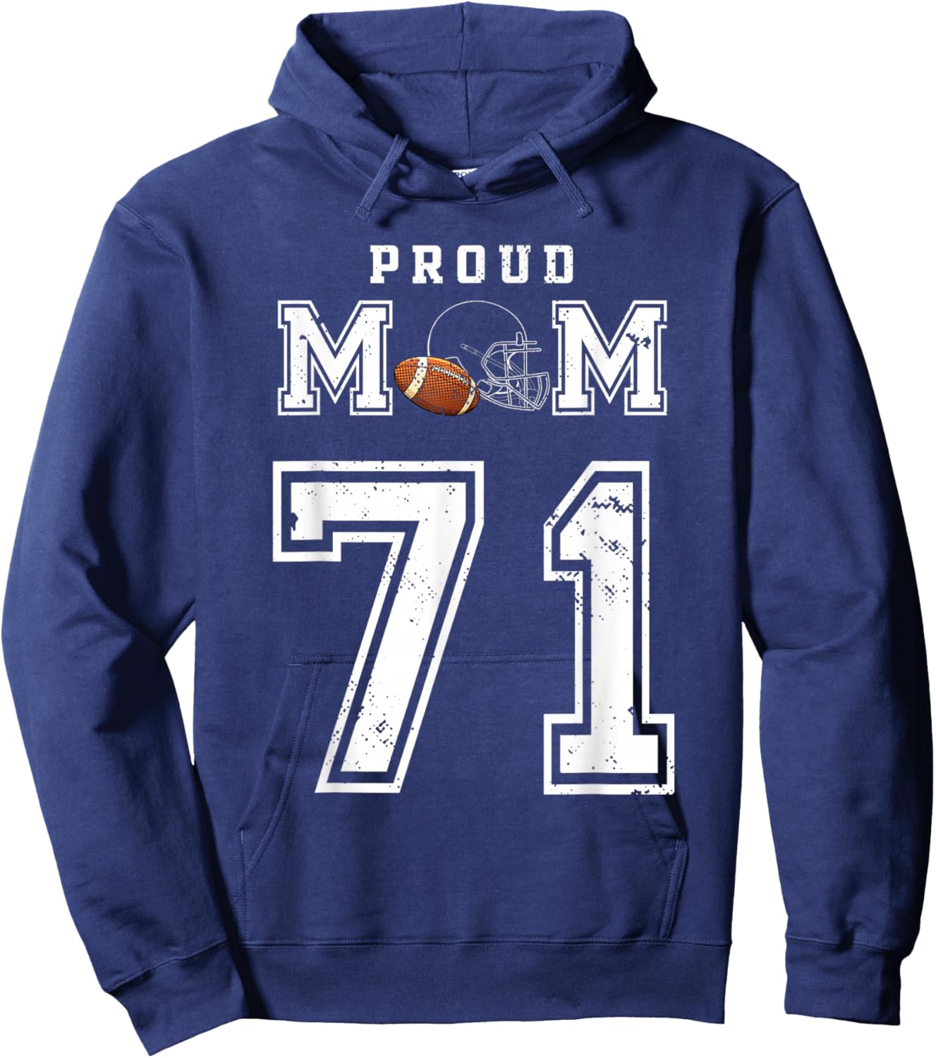 Custom Proud Football Mom Number 71 Personalized Hoodie - Hoodie | Navy
