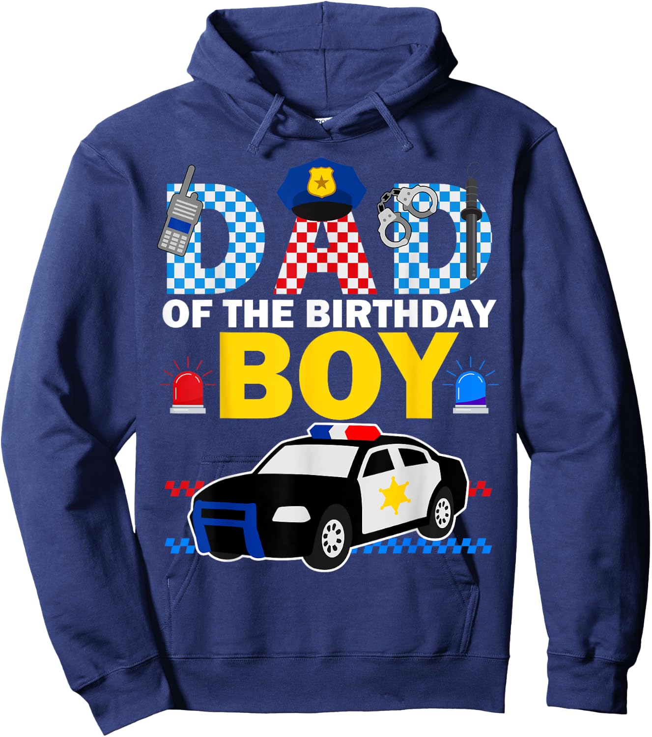 Dad of the Birthday Boy Kids Police Car Theme Party Matching Hoodie - Hoodie | Navy
