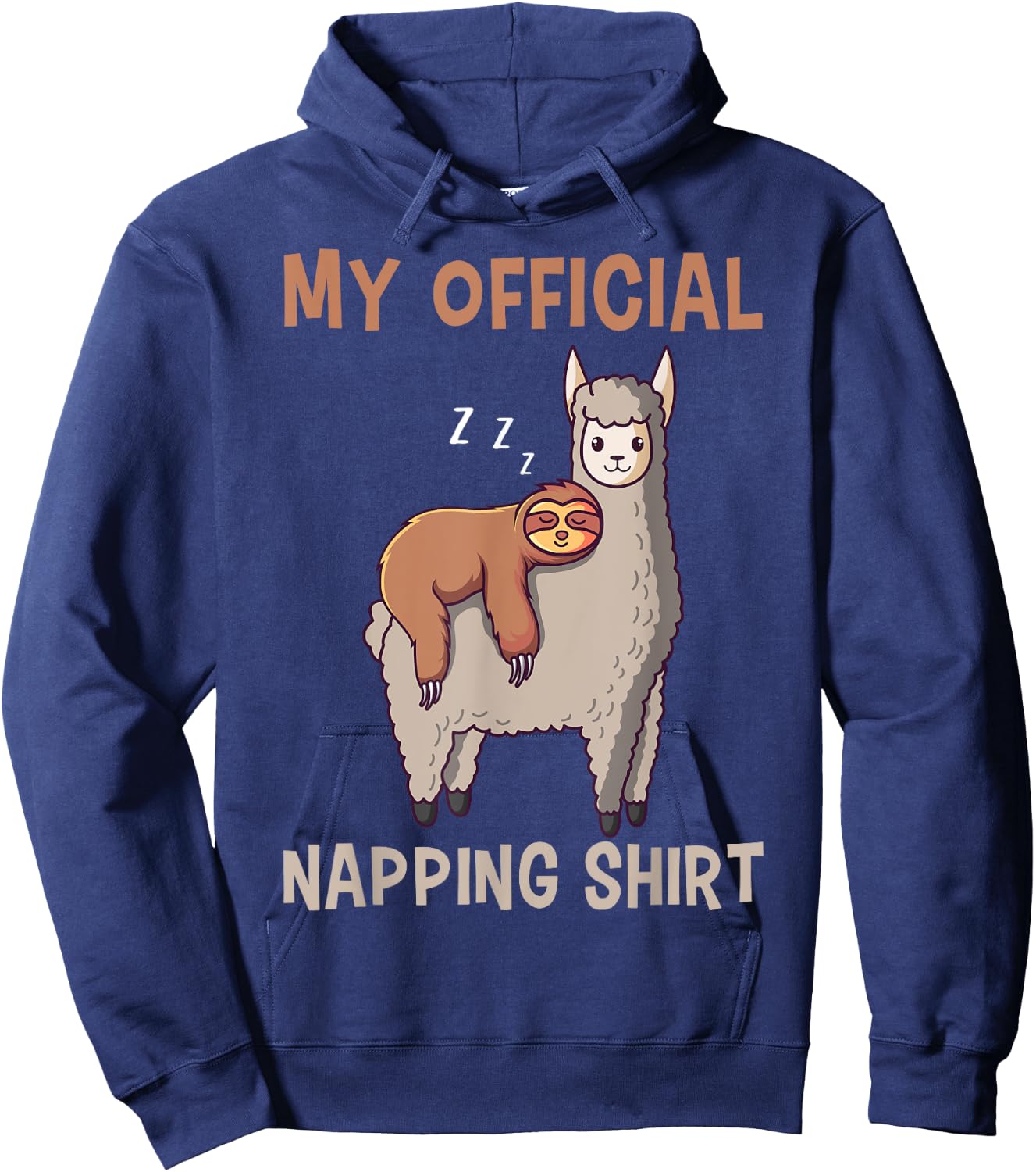 My Official Napping Shirt Sleeping Sloth Llama Alpaca Hoodie - Hoodie | Navy