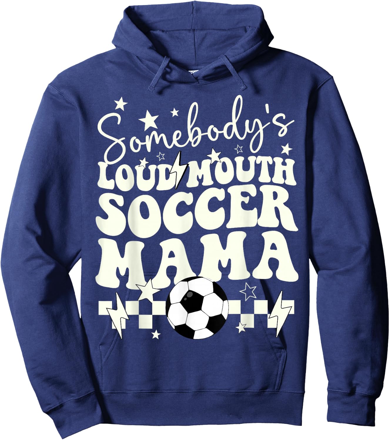Somebody’s Loud Mouth Soccer Mama Retro Wavy Groovy Hoodie - Hoodie | Navy