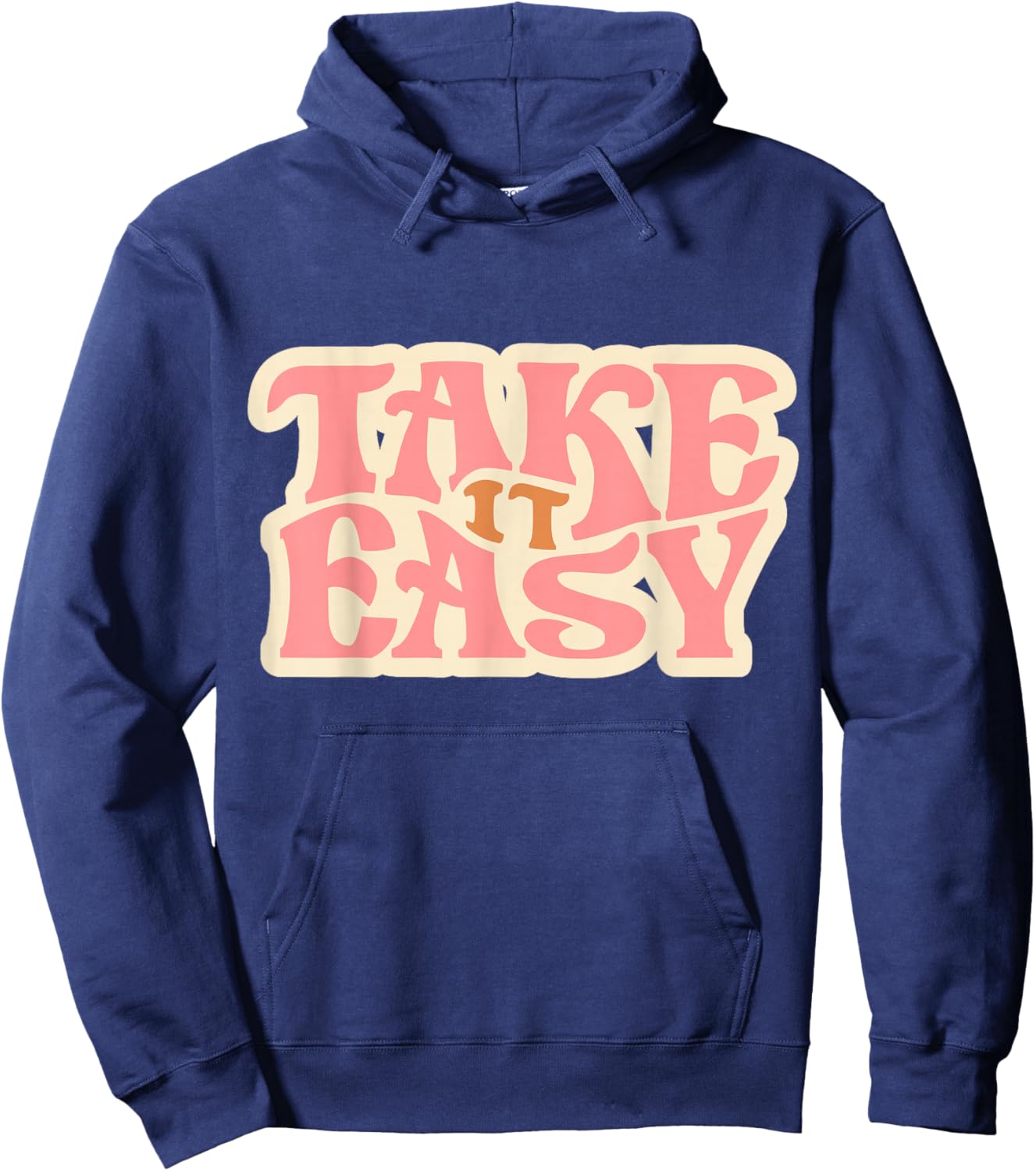 Take it Easy Retro Distressed 70s Gift Take It Easy Hoodie - Hoodie | Navy