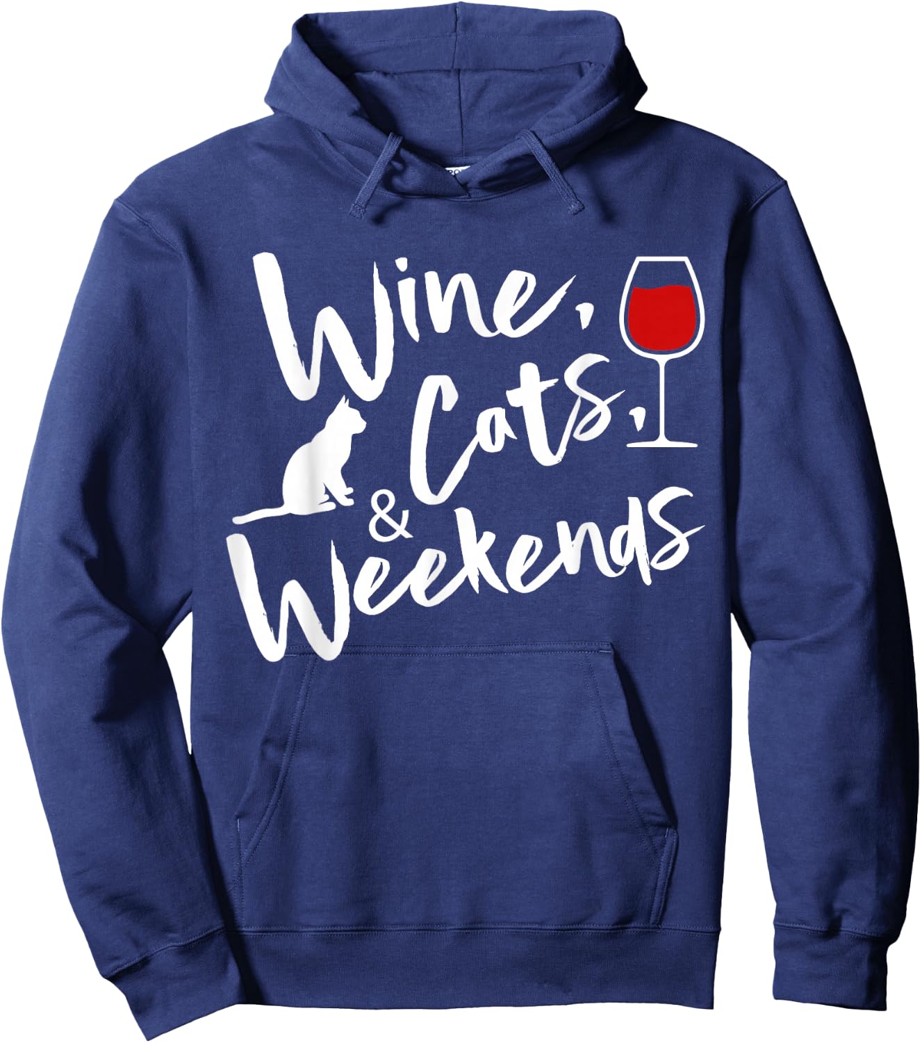 Wine Cats And Weekends Hoodie - Hoodie | Navy