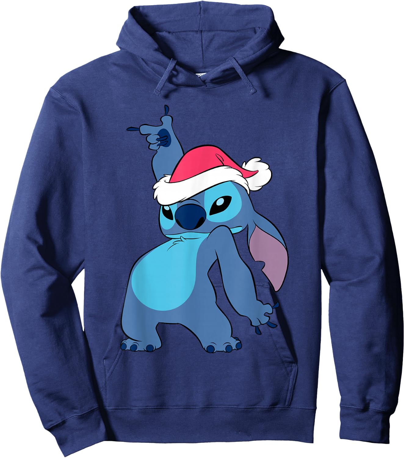 Disney Lilo & Stitch Christmas Santa Hat Stitch Portrait Hoodie - Hoodie | Navy