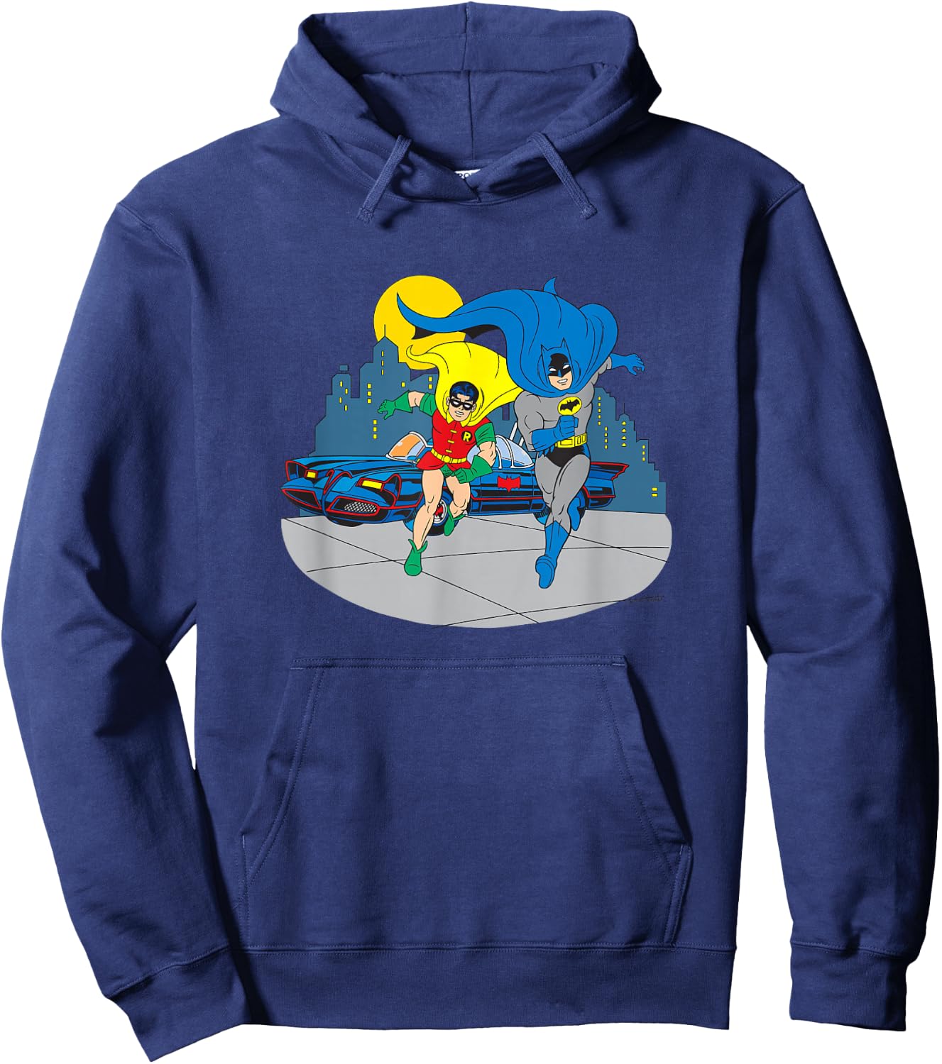 Batman and Robin Midnight Gotham Retro Vintage Comic Run Hoodie - Hoodie | Navy