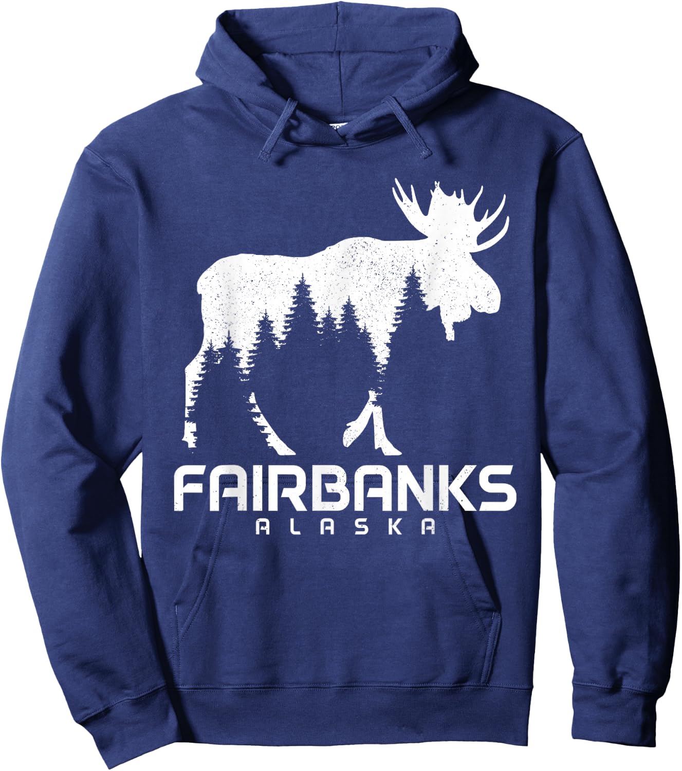 Fairbanks Alaska Vintage Pride Souvenir Moose Nature Hoodie - Hoodie | Navy