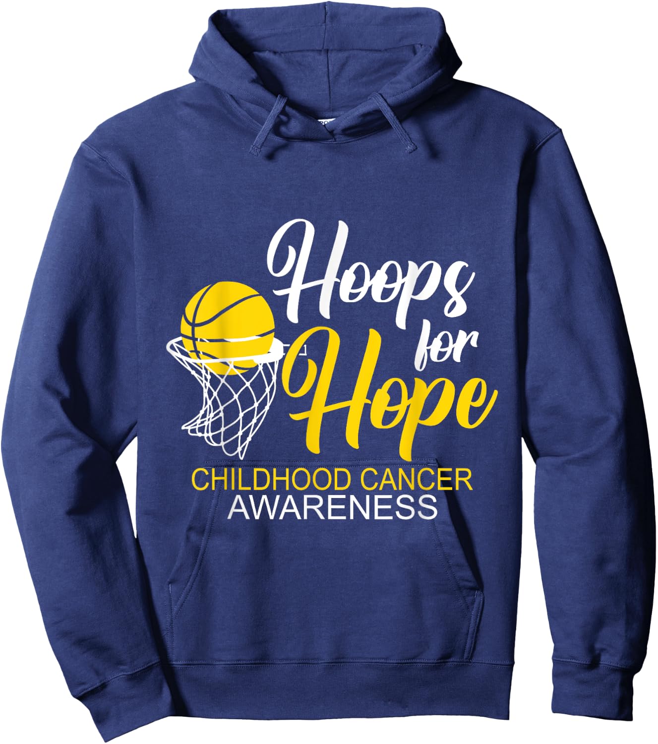 Hoops For Hope Basketball Player Childhood Cancer Awareness Hoodie - Hoodie | Navy