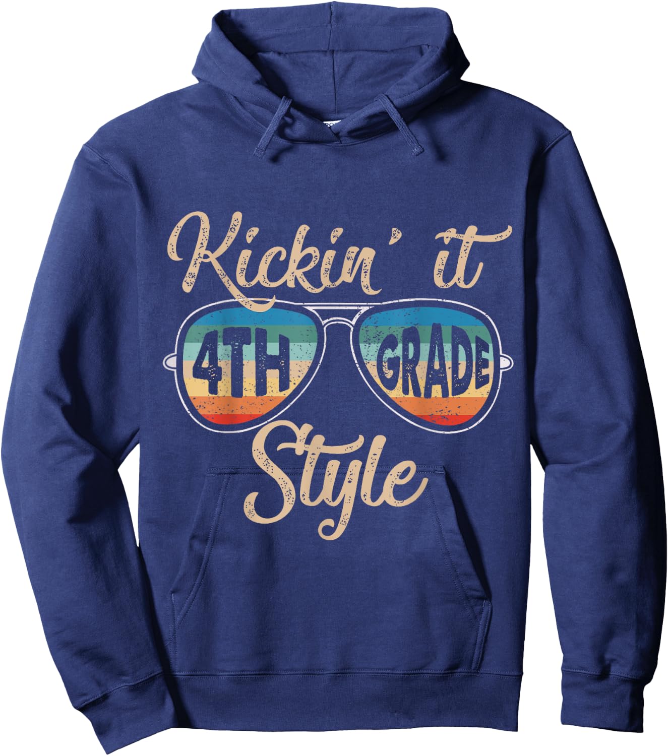 Kickin' It 4th Grade Style Back To School Elementary Teacher Hoodie - Hoodie | Navy