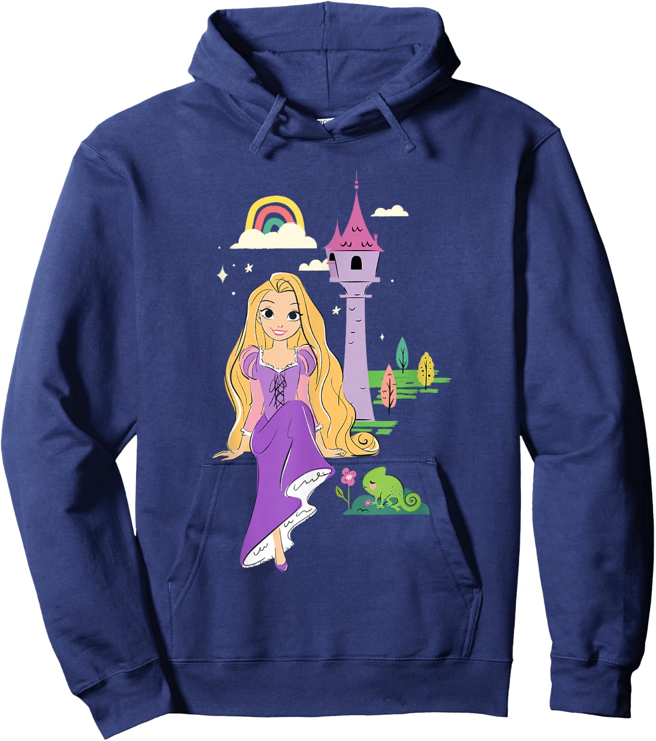 Disney Tangled Rapunzel & Pascal Rainbow Tower Sketch Hoodie - Hoodie | Navy