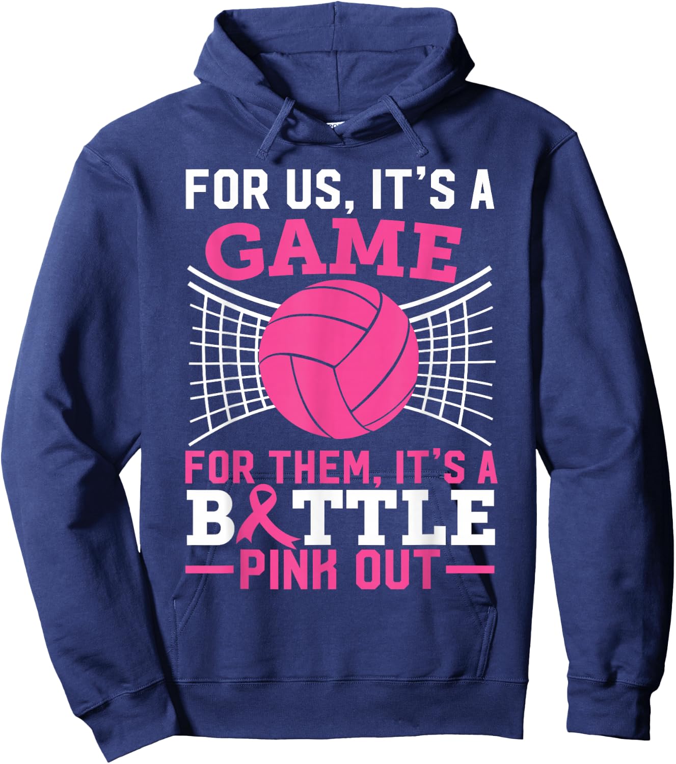 Pink Out Breast Cancer Volleyball Ball Lover Women Teen Girl Hoodie - Hoodie | Navy