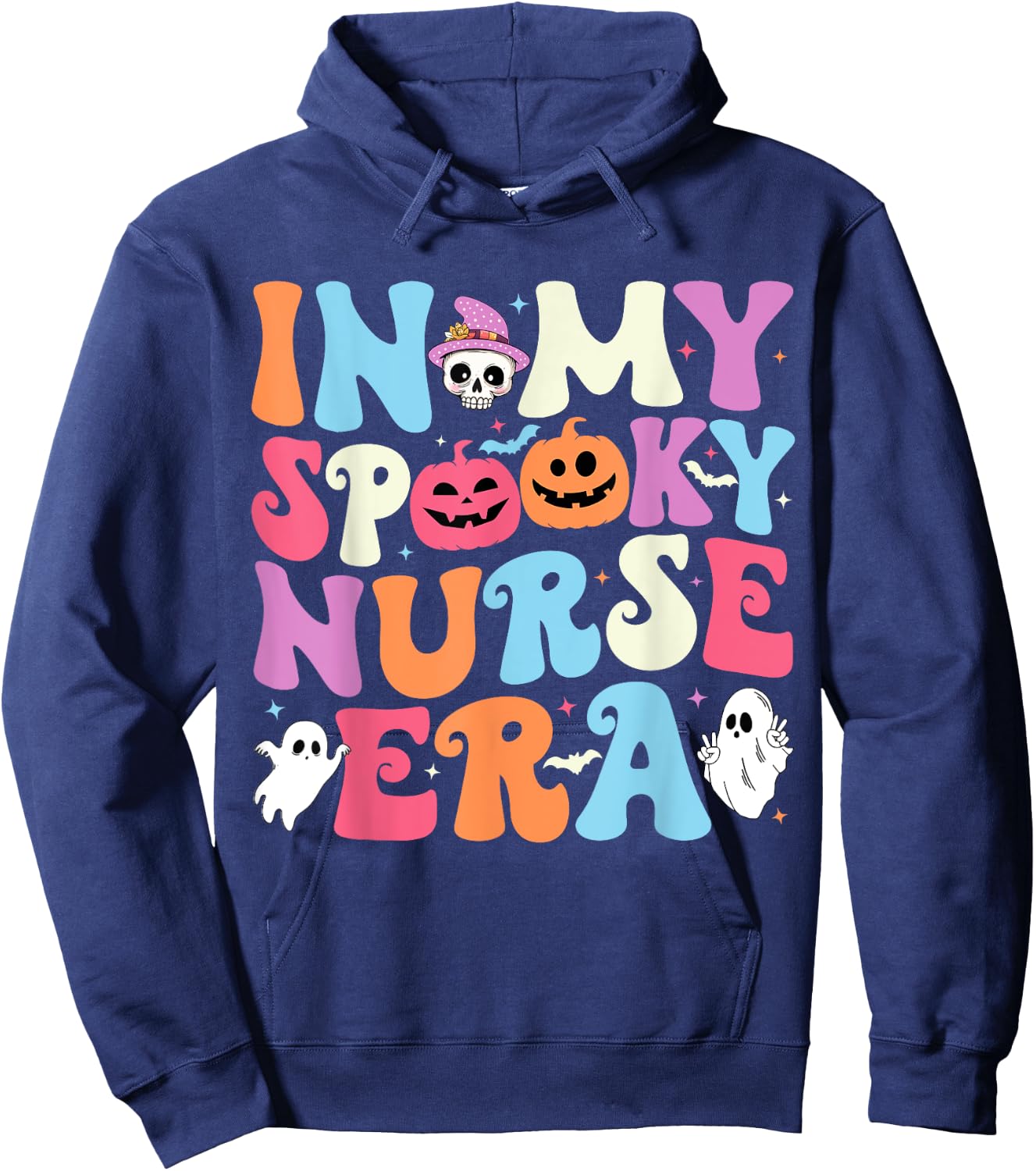 In My Spooky Nurse Era Cute Groovy Spooky Nurse Halloween Hoodie - Hoodie | Navy